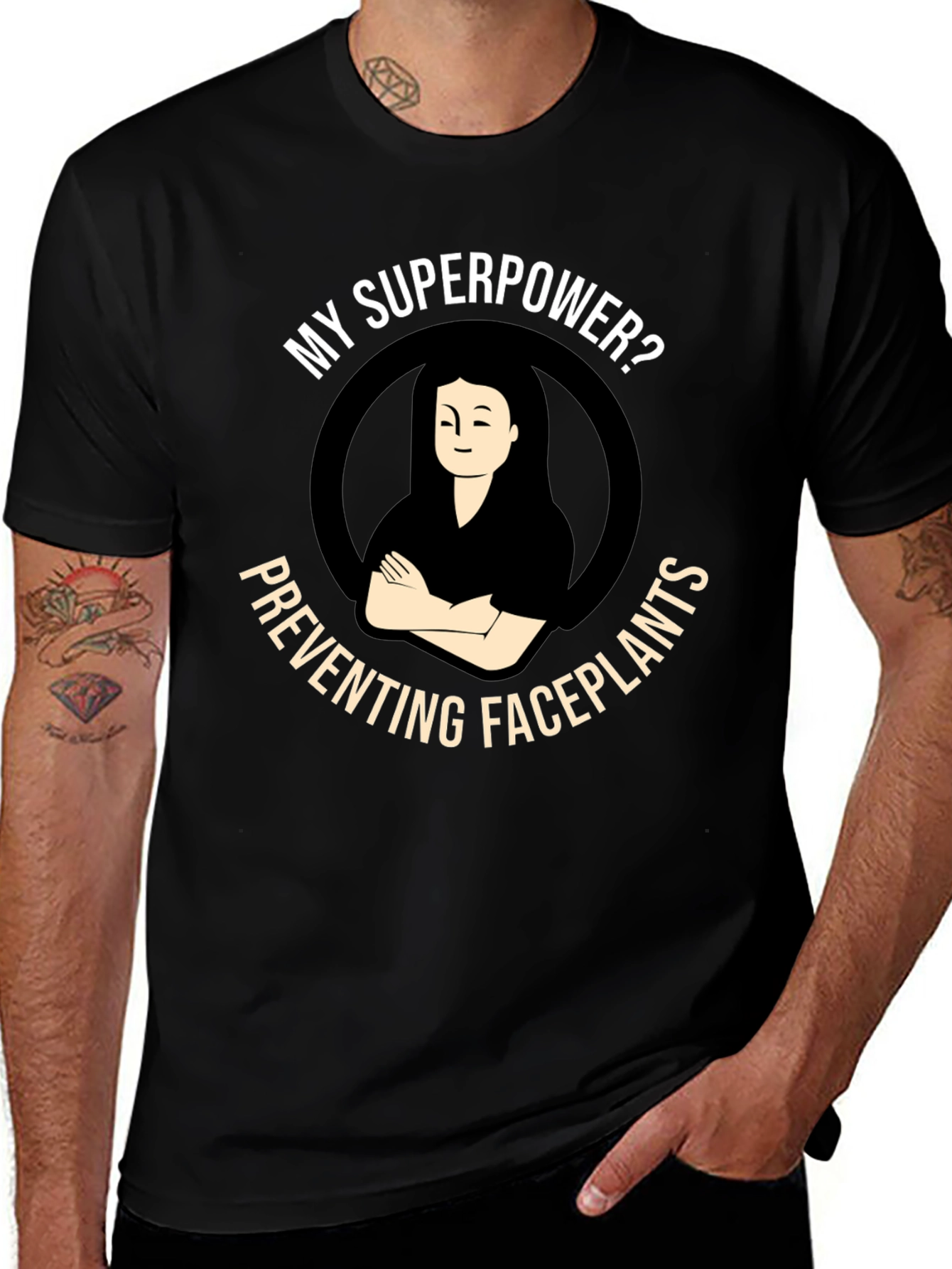 Superpower Preventing Faceplants Black T-Shirt