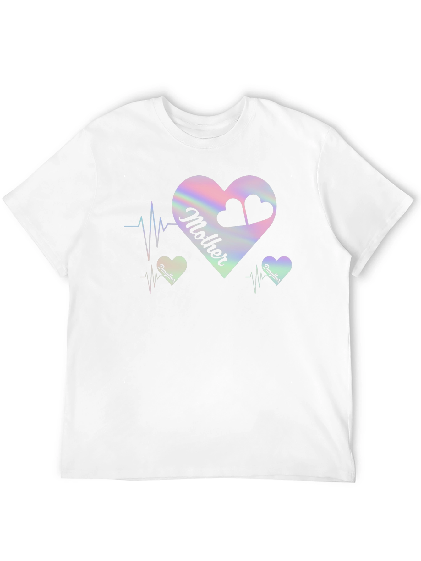 Mother Daughter Heartbeat Black T-Shirt