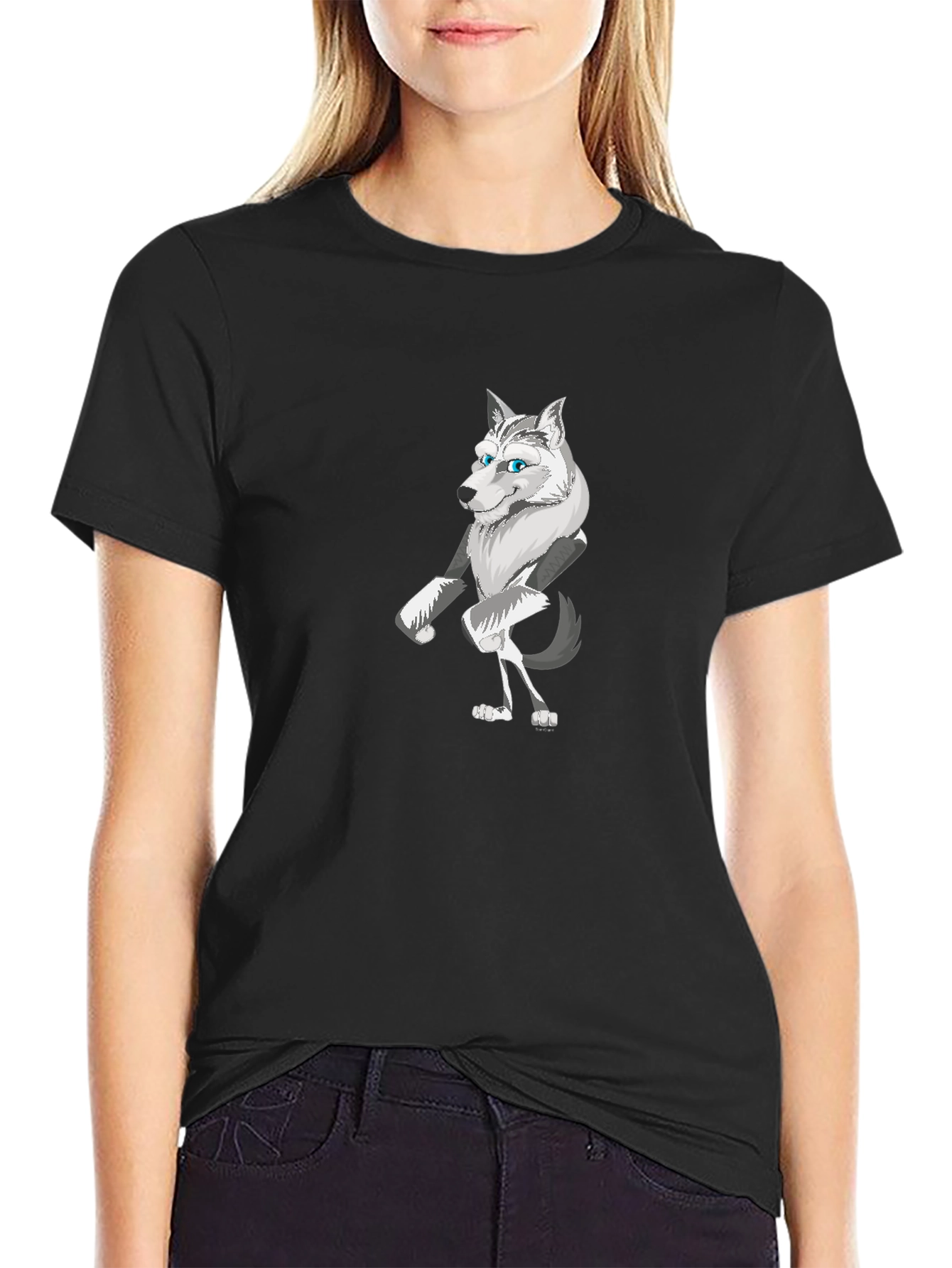 Cartoon Wolf Graphic Tee - Cool Animal Design