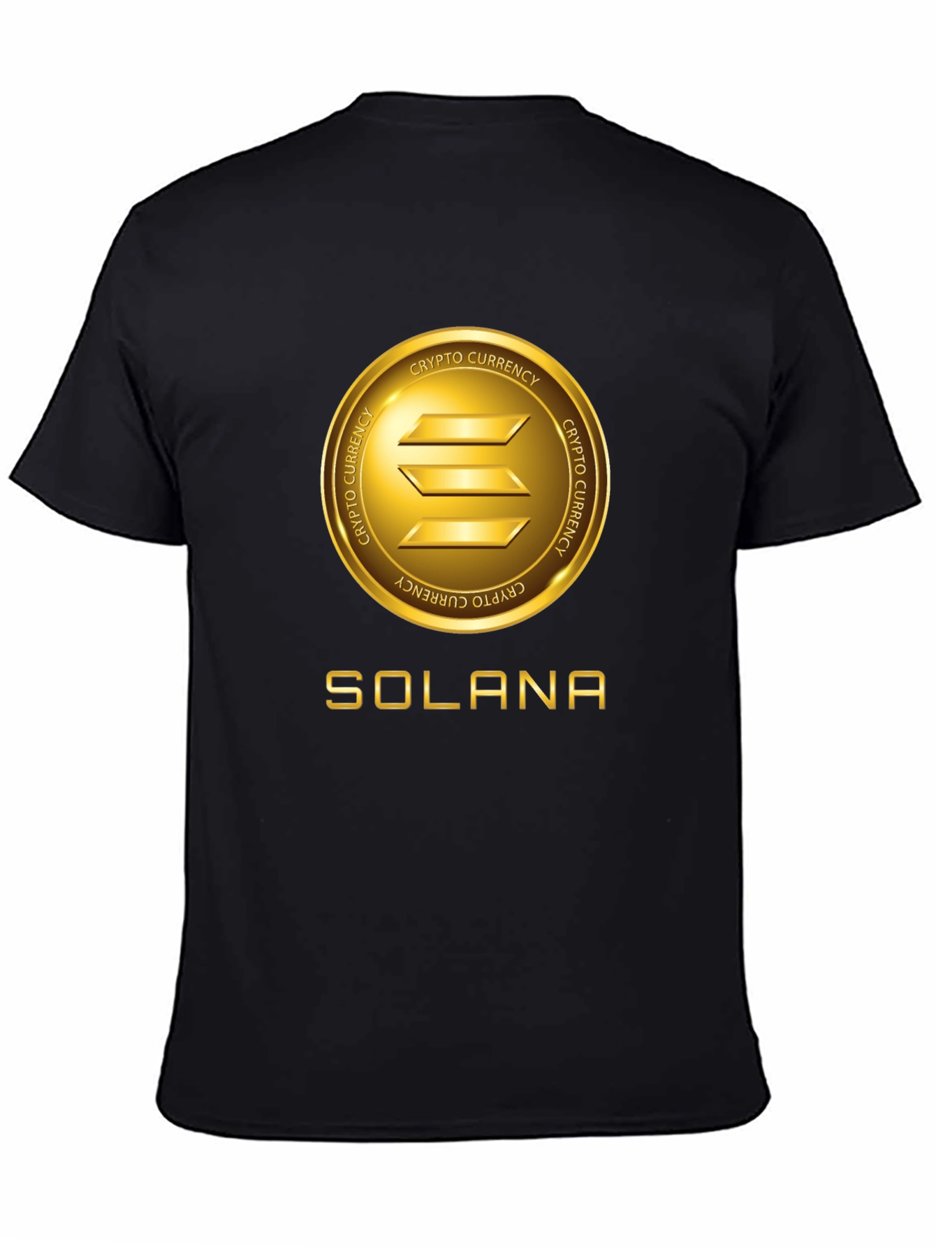Solana Crypto Black T-Shirt - Gold Emblem Tee