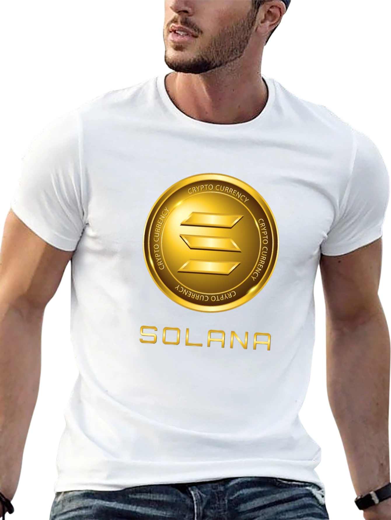 Solana Crypto Black T-Shirt - Gold Emblem Tee
