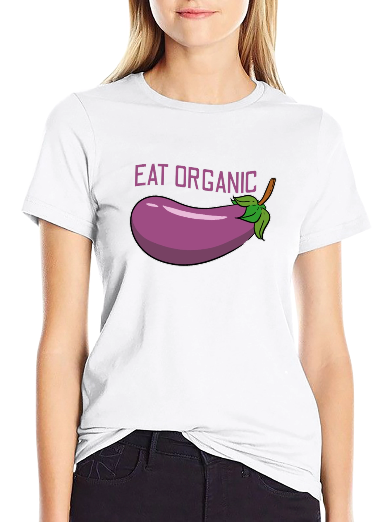 Eat Organic Eggplant Graphic T-Shirt