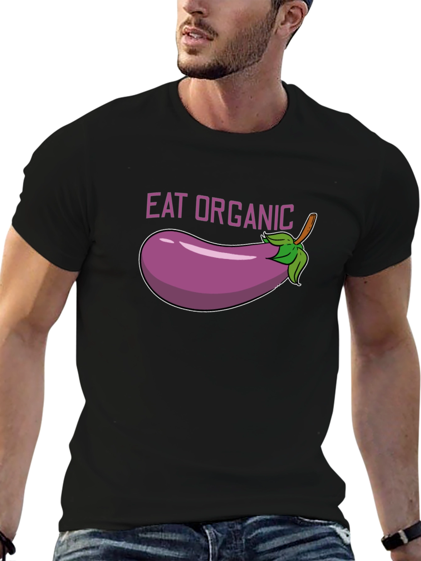 Eat Organic Eggplant Graphic T-Shirt