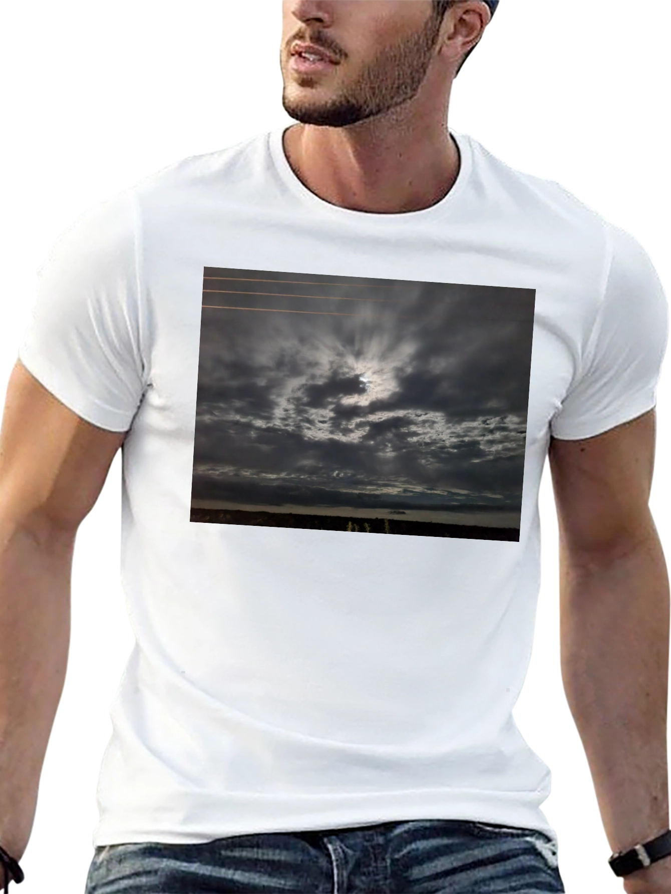 Moody Sky Graphic Tee - Black Crew Neck
