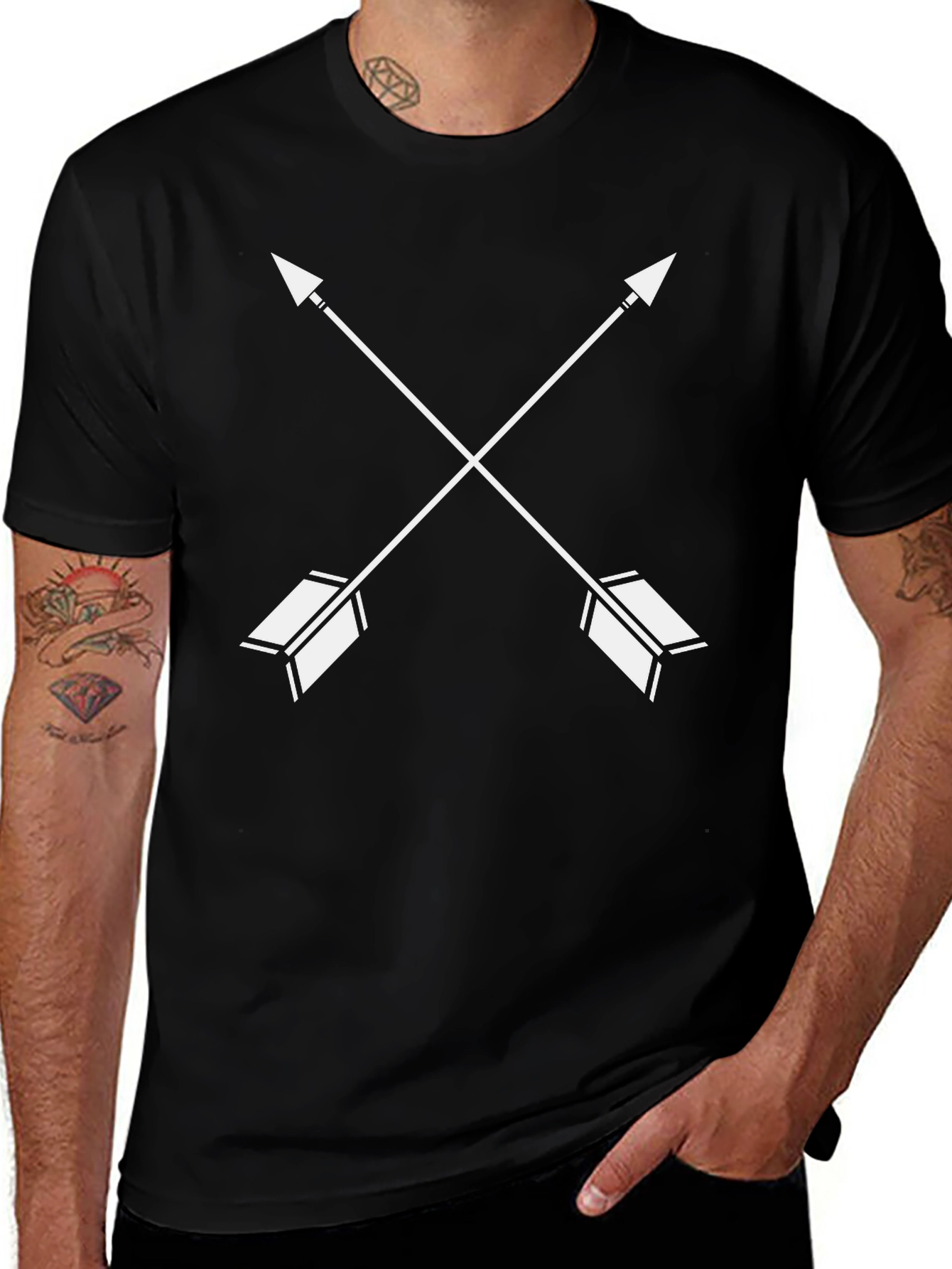 Crossed Arrows Graphic Tee - Black Casual Shirt