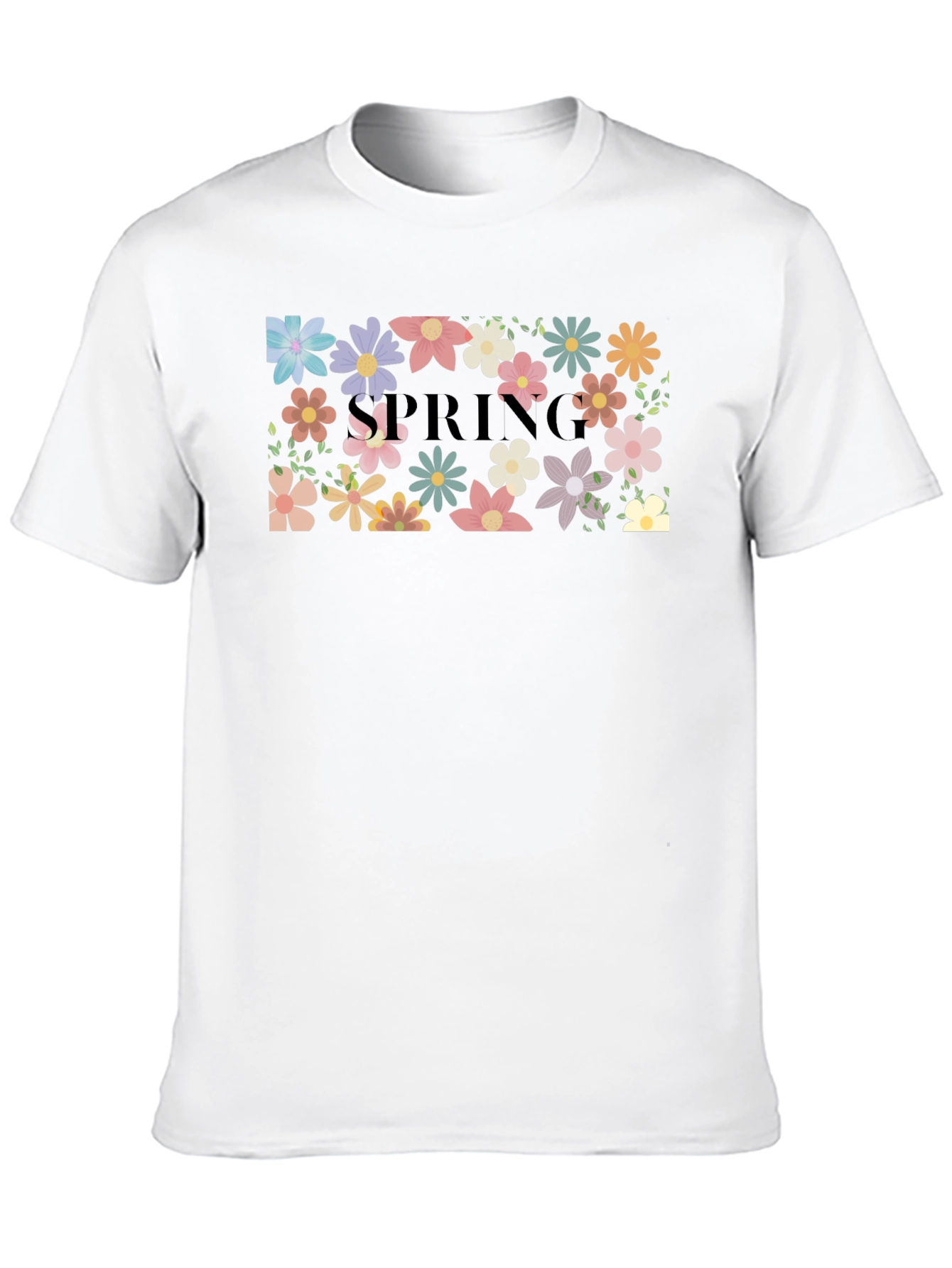 Floral Spring T-Shirt Black Casual Wear