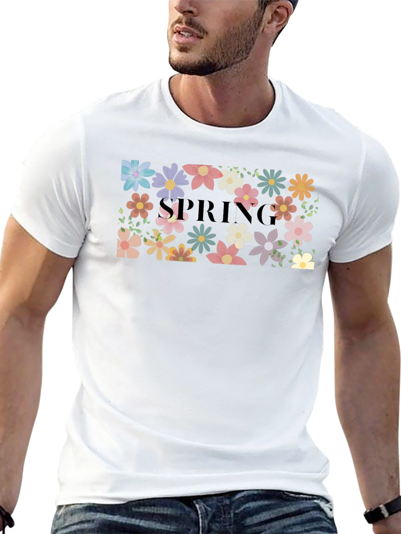Floral Spring T-Shirt Black Casual Wear