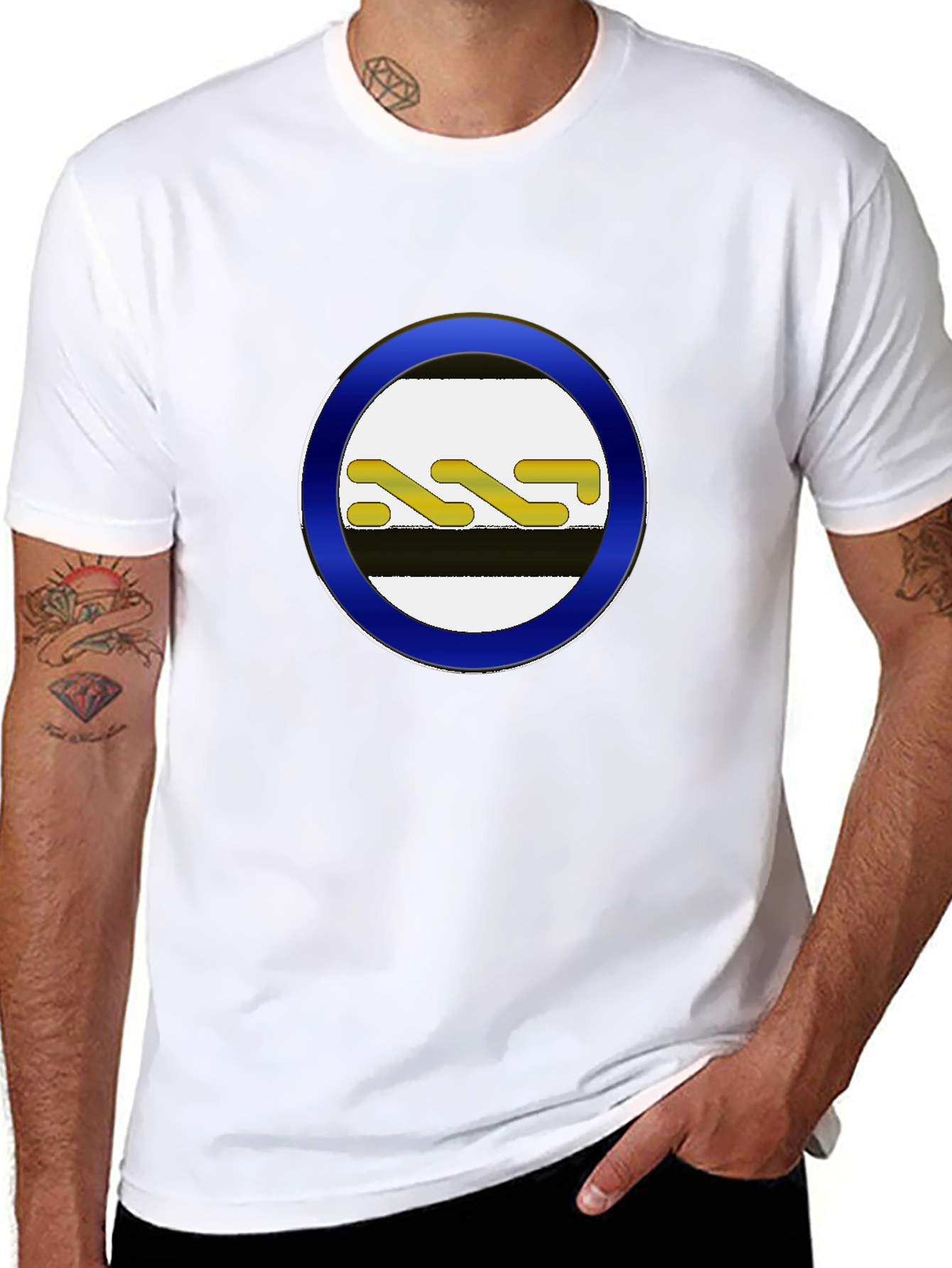 Striped Circle Graphic Black Tee