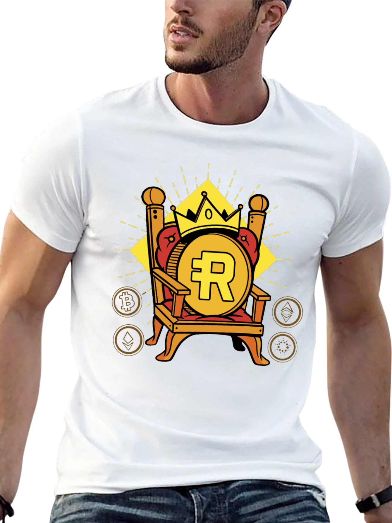 Crypto King Black T-Shirt - Bitcoin Throne Design