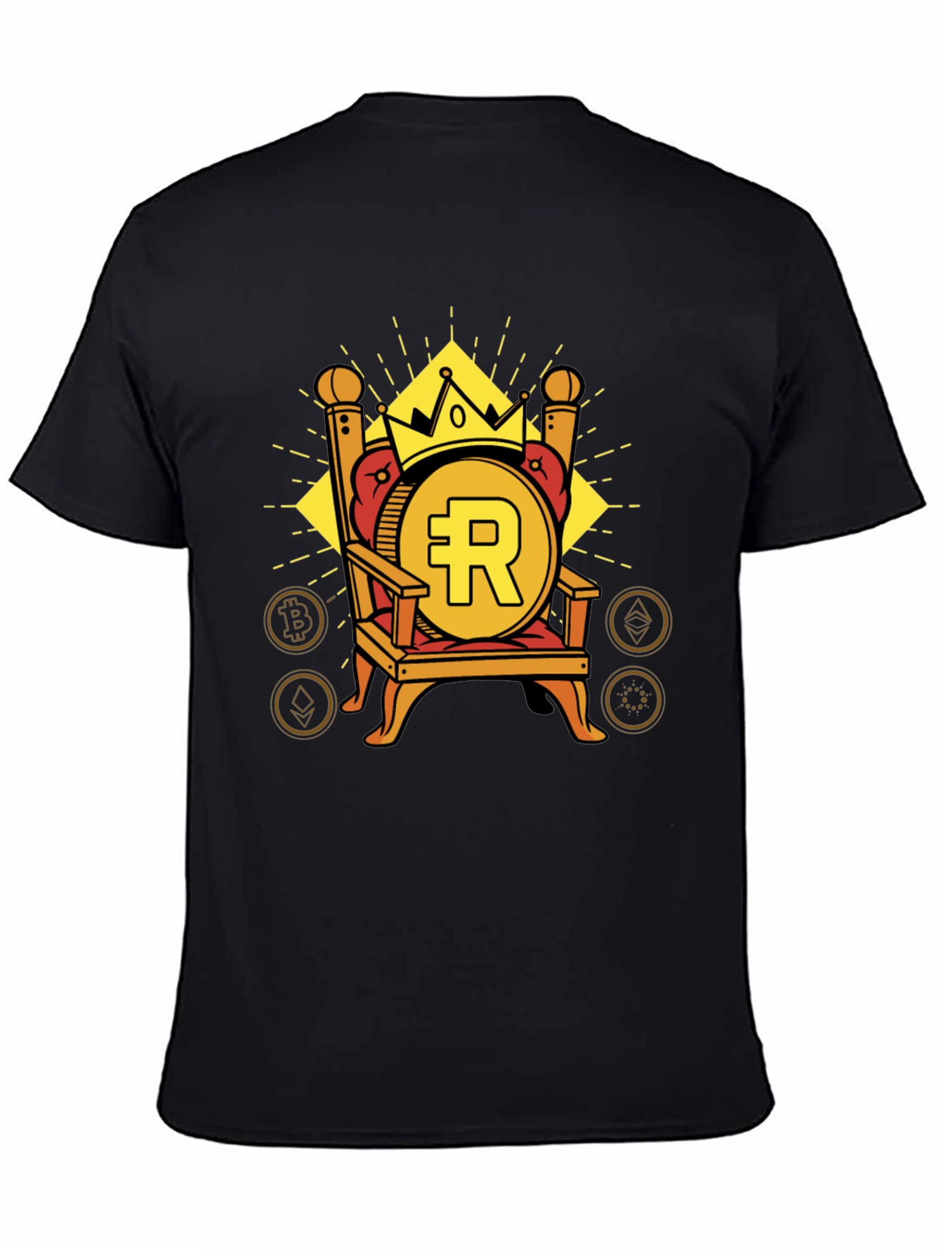Crypto King Black T-Shirt - Bitcoin Throne Design