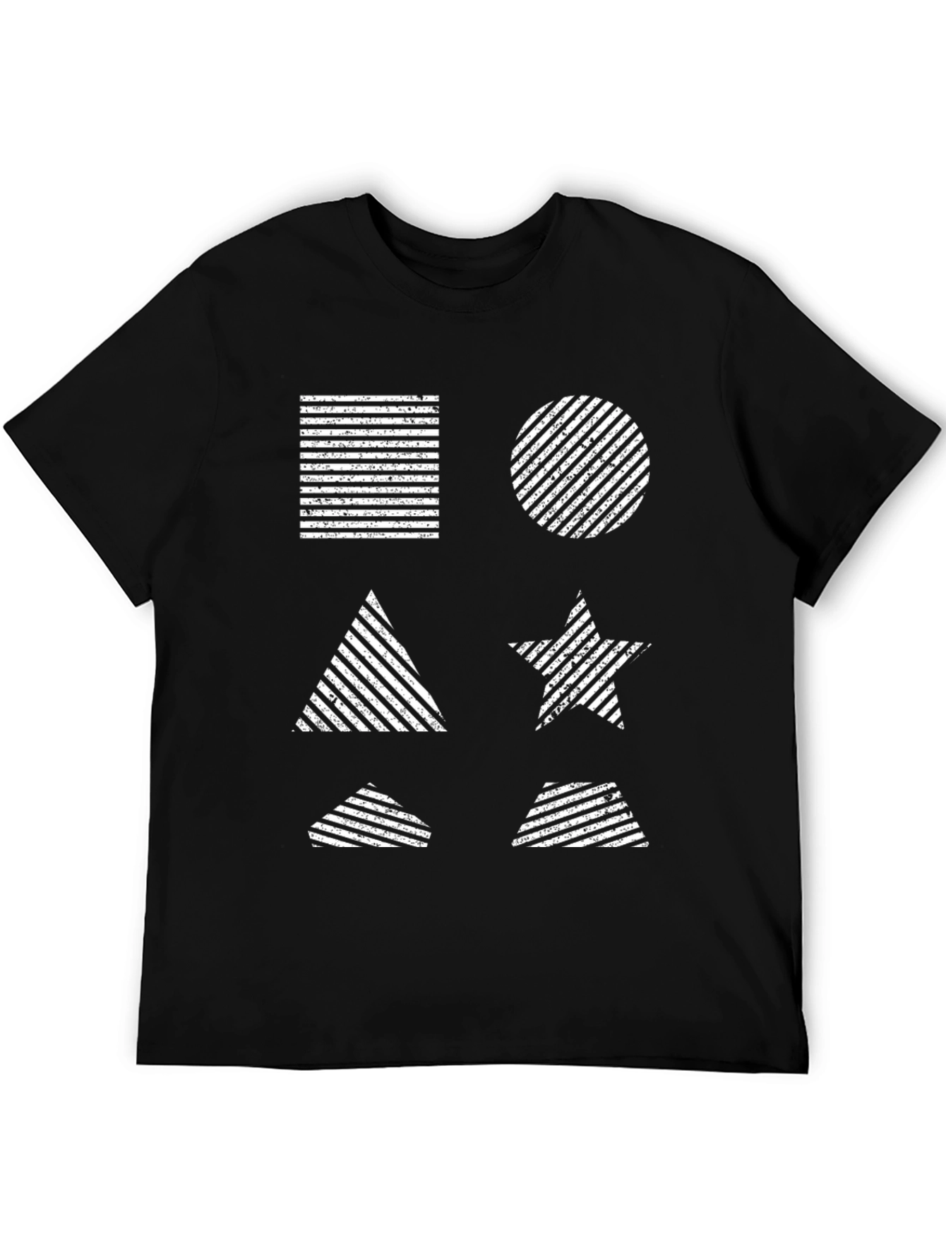 Geometric Patterned Black T-Shirt