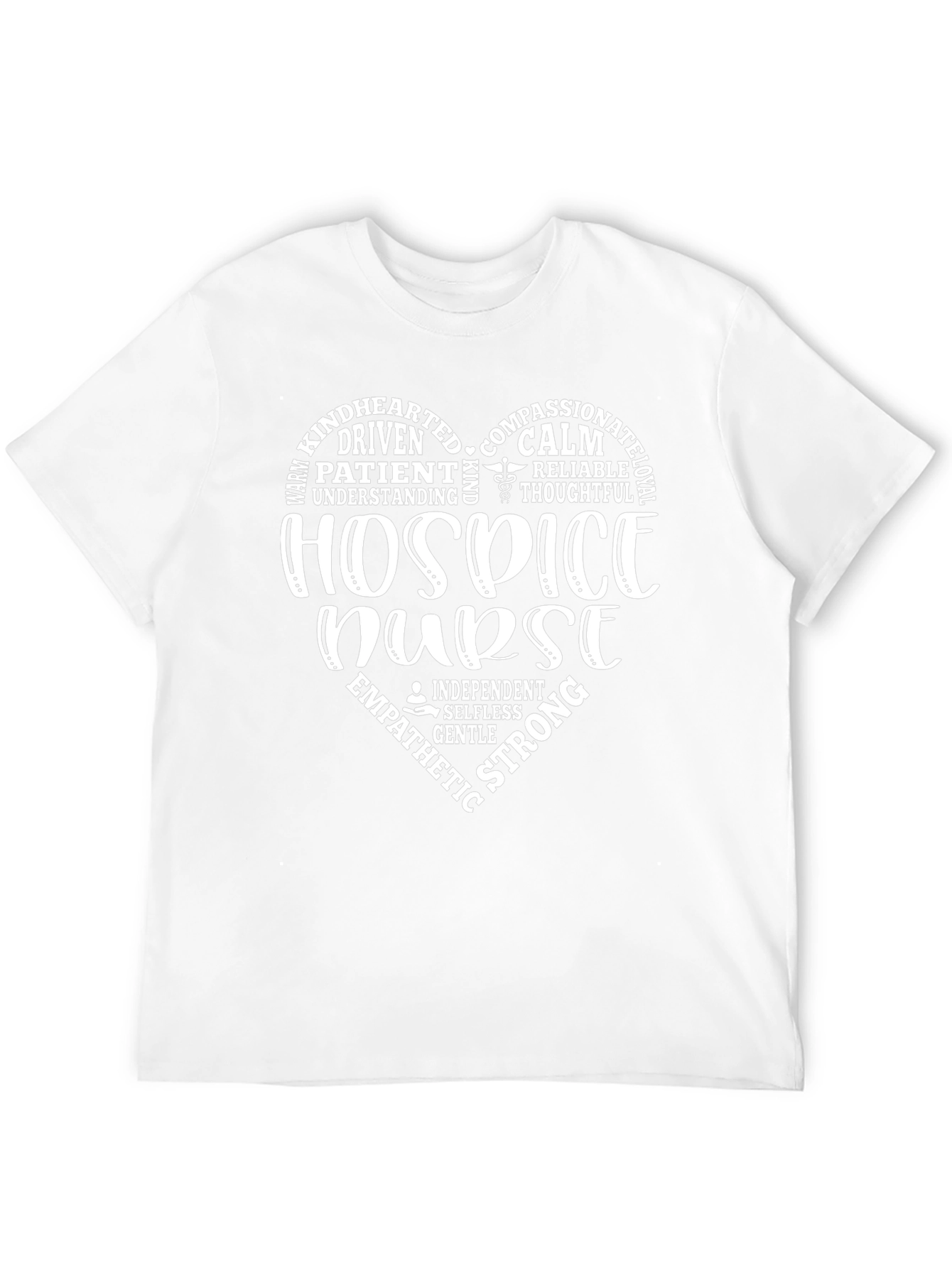 Hospice Nurse Heart Word Art Graphic T-Shirt