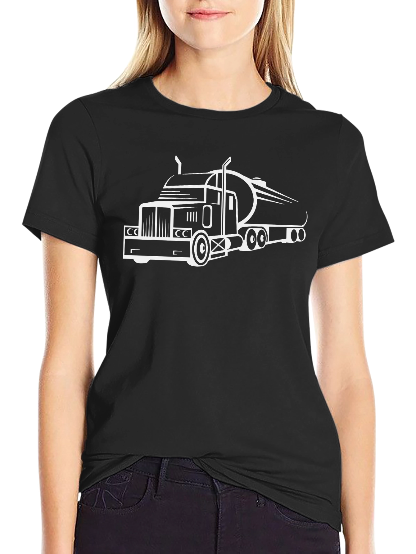 Trucker Tee - Black T-Shirt with Truck Graphic