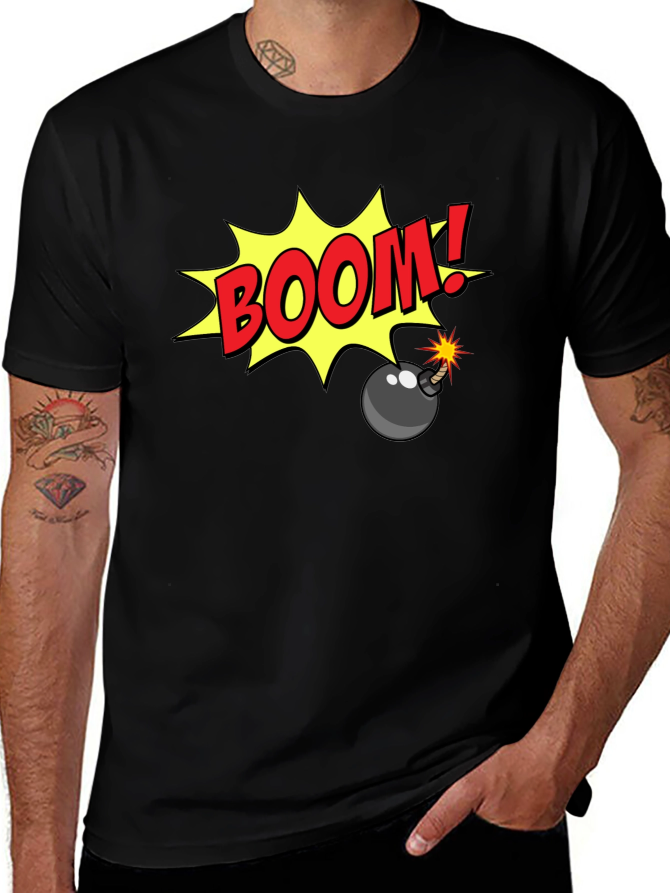 Boom Bomb Graphic Tee - Comic Style Black T-Shirt