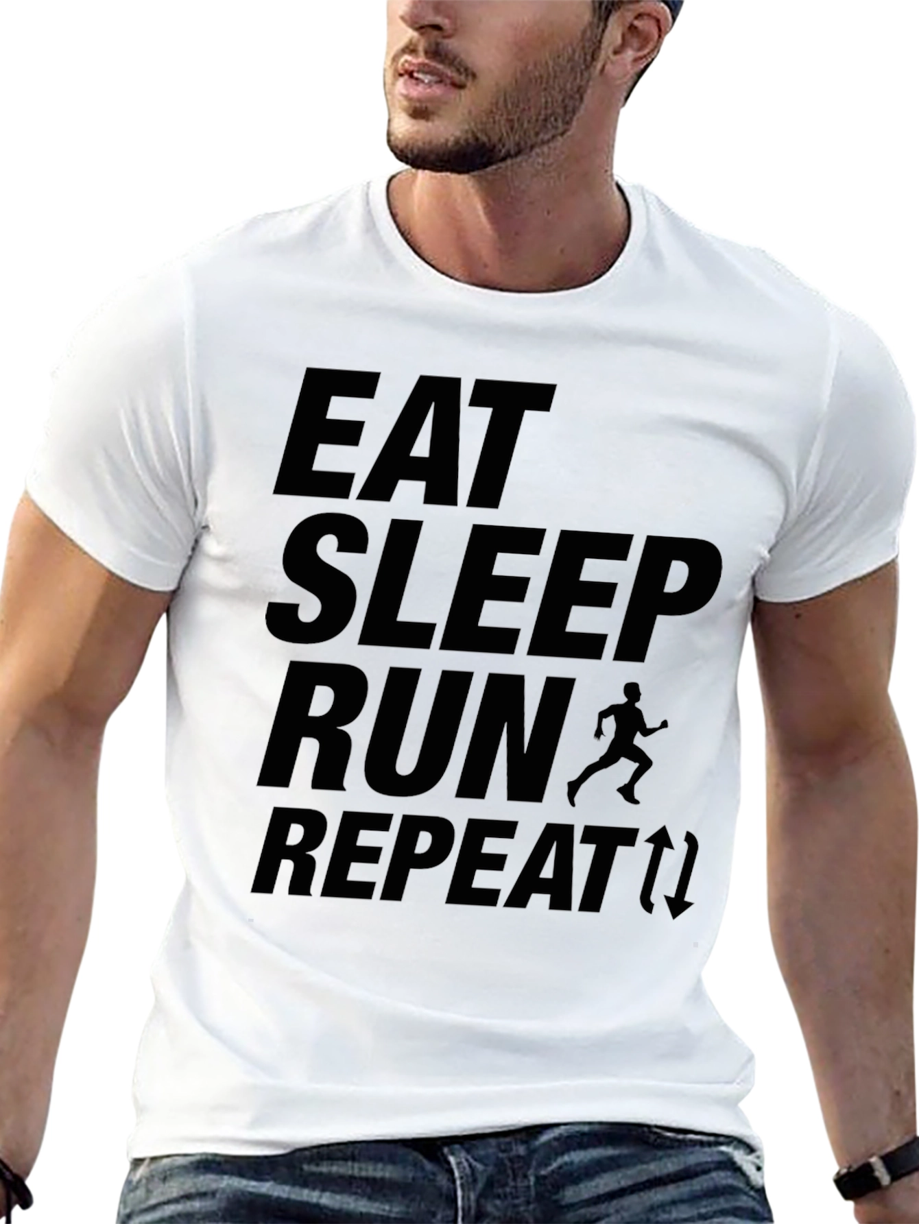 Eat Sleep Run Repeat Black Graphic T-Shirt