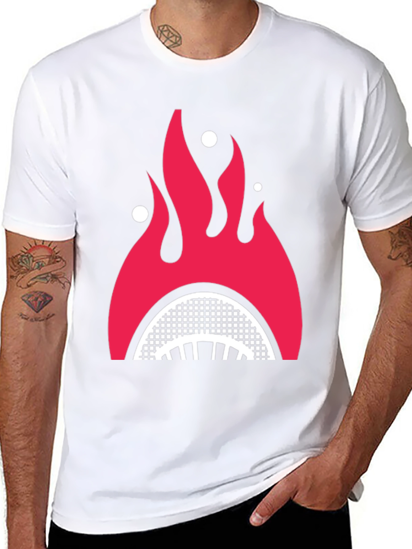 Fiery Shark Mouth Graphic Tee - Bold Style