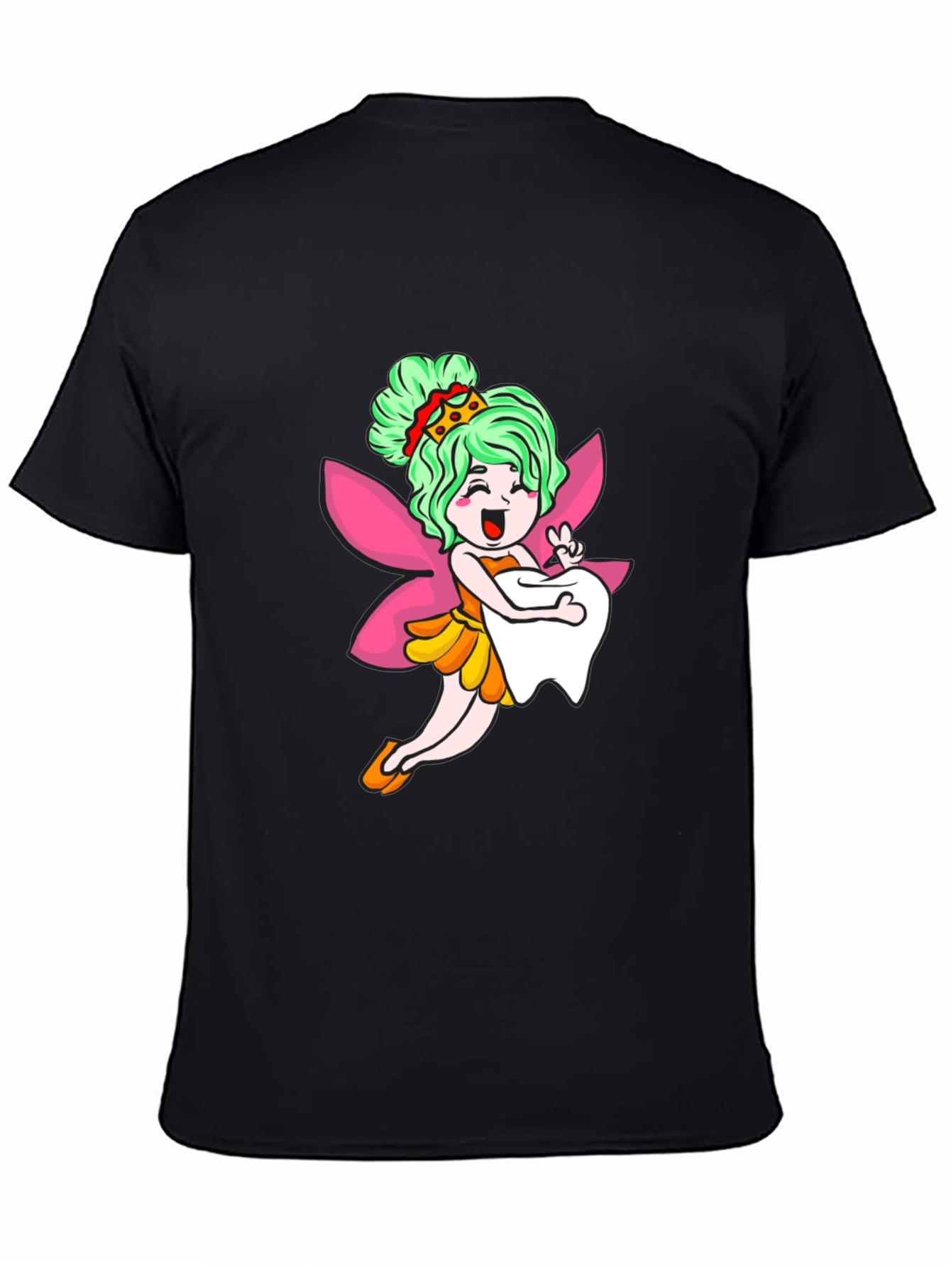 Cute Tooth Fairy Graphic Tee - Black T-Shirt