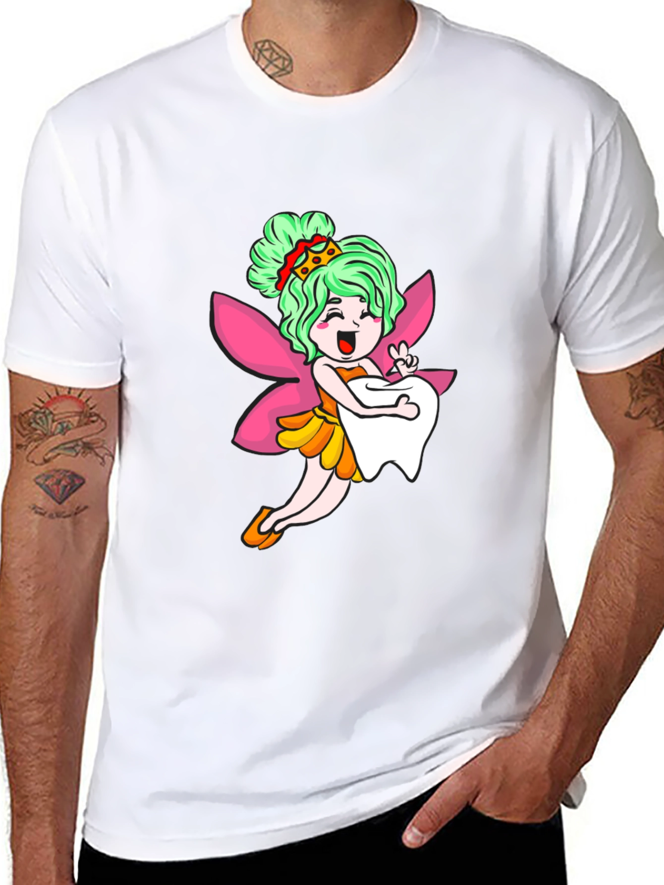Cute Tooth Fairy Graphic Tee - Black T-Shirt