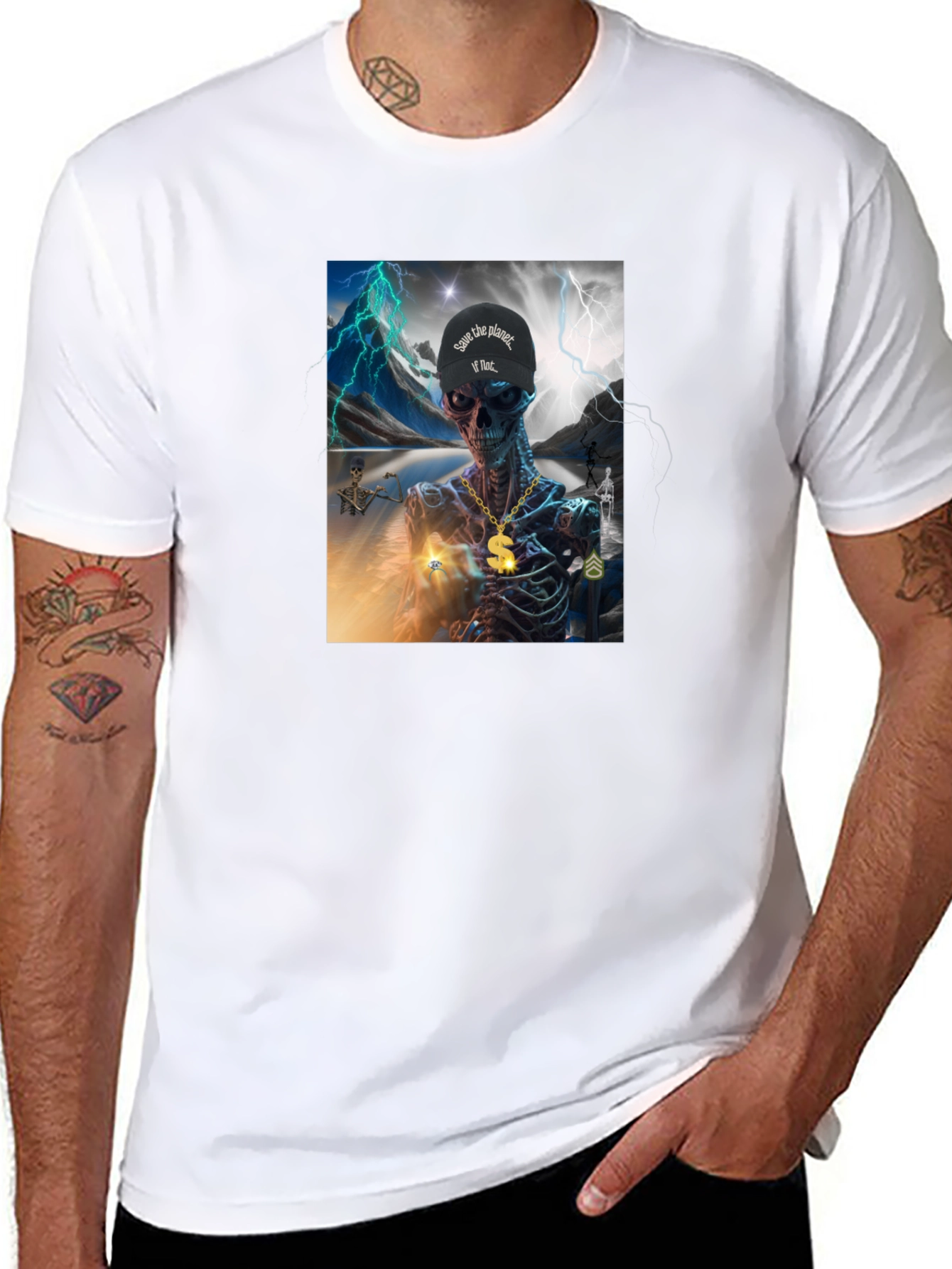 Skeleton Graphic T-Shirt - Save the Planet