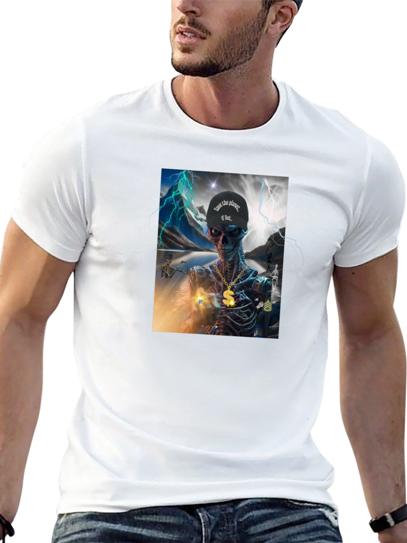 Skeleton Graphic T-Shirt - Save the Planet