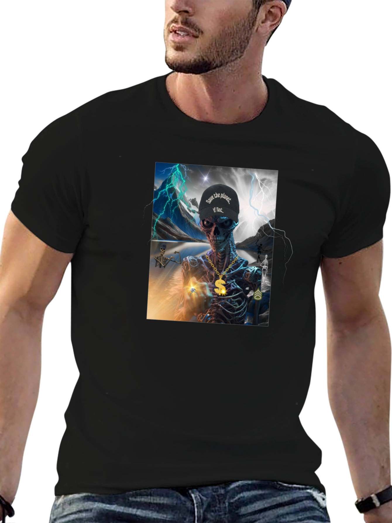 Skeleton Graphic T-Shirt - Save the Planet