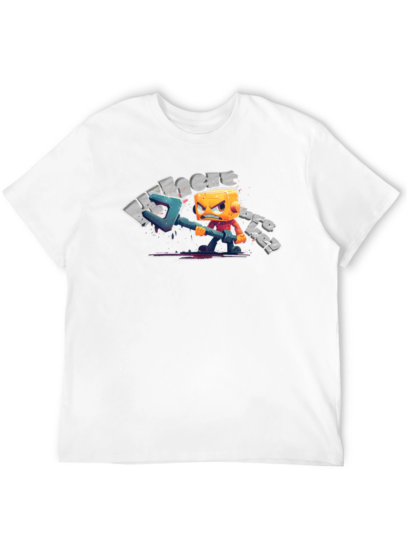 Mens Black T-Shirt with Cartoon Character Graphic
