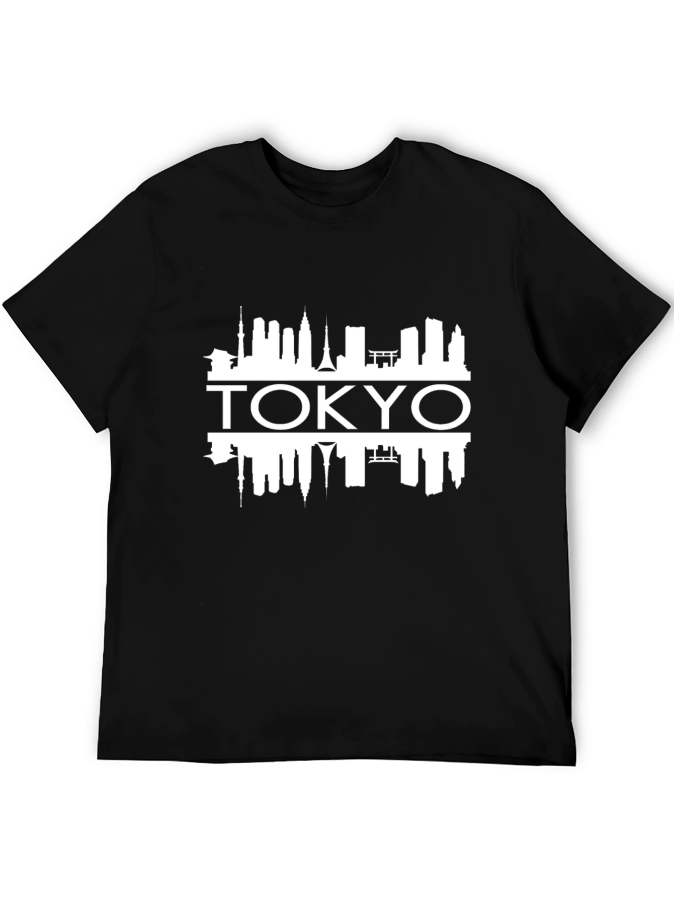 Tokyo Skyline Graphic Tee - Black Cotton T-Shirt
