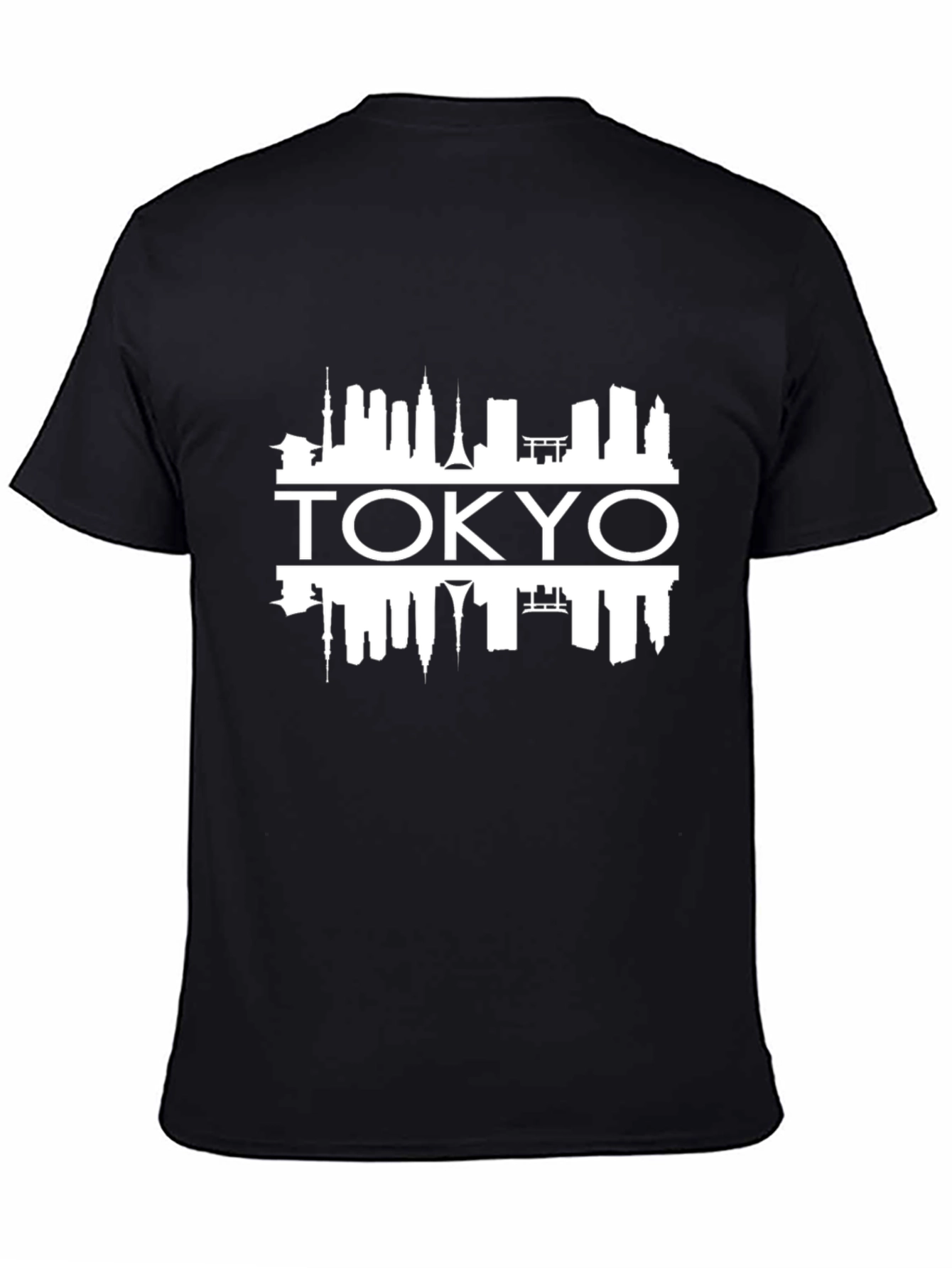 Tokyo Skyline Graphic Tee - Black Cotton T-Shirt
