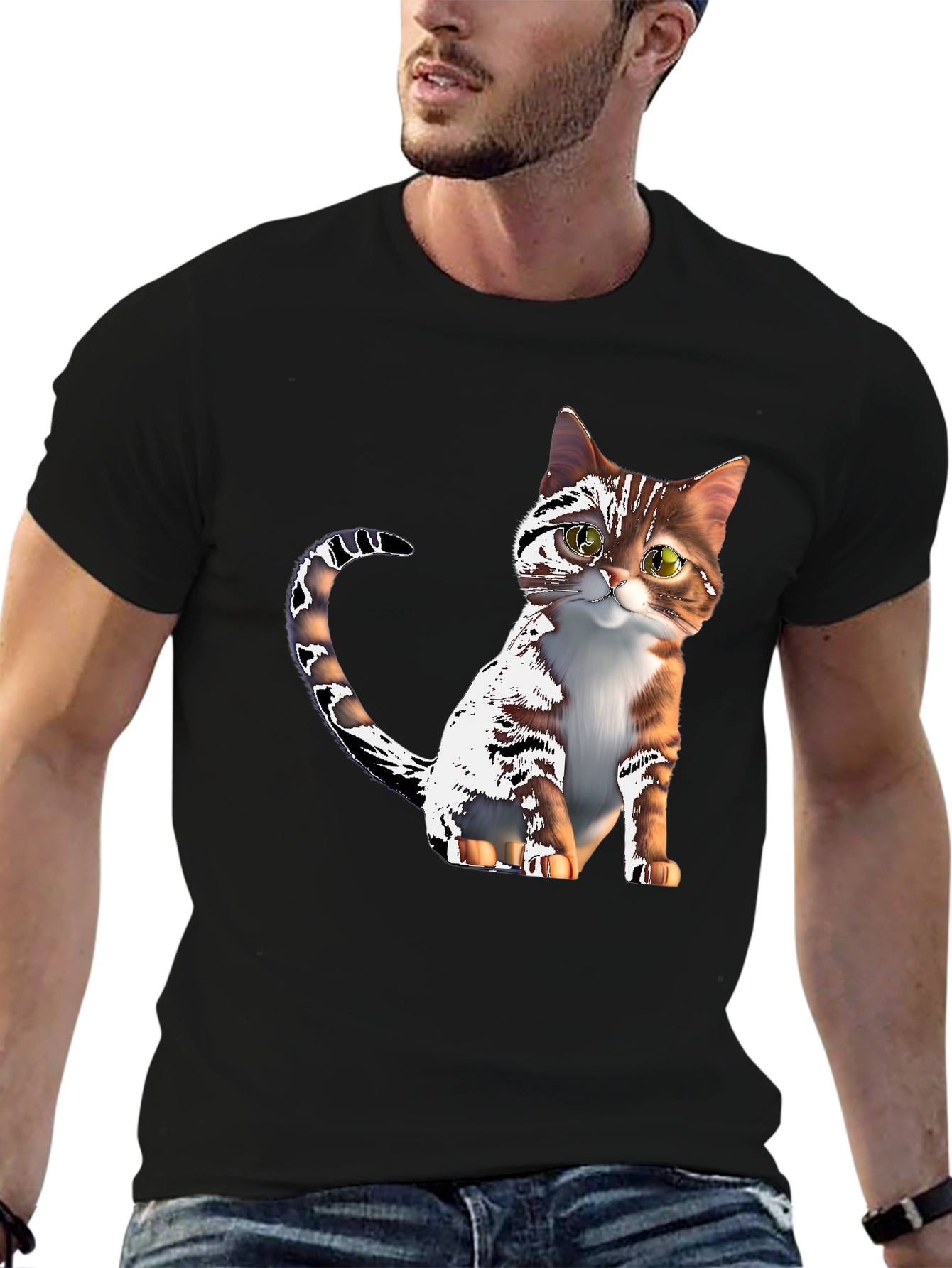 Cute Cartoon Cat Graphic T-Shirt