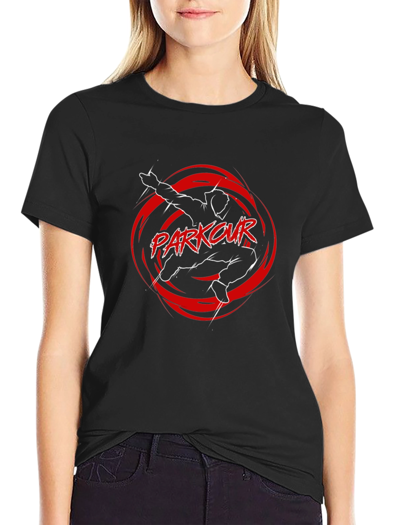 Parkour Graphic Tee - Black Cotton Blend