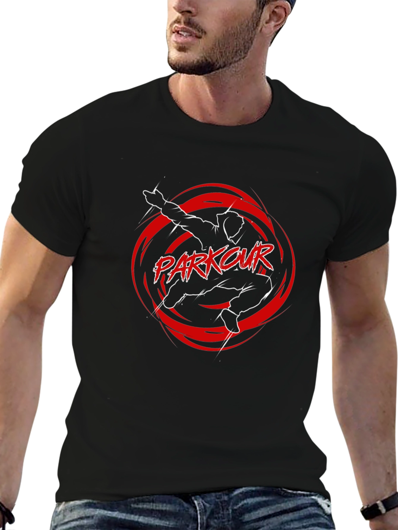 Parkour Graphic Tee - Black Cotton Blend