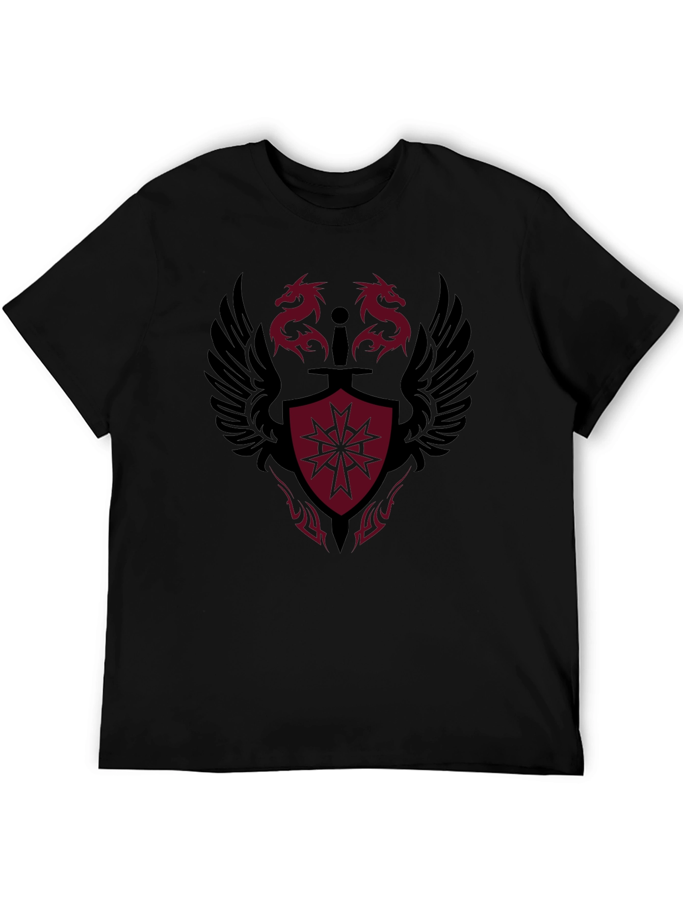 Dragon Crest Graphic Print Black T-Shirt
