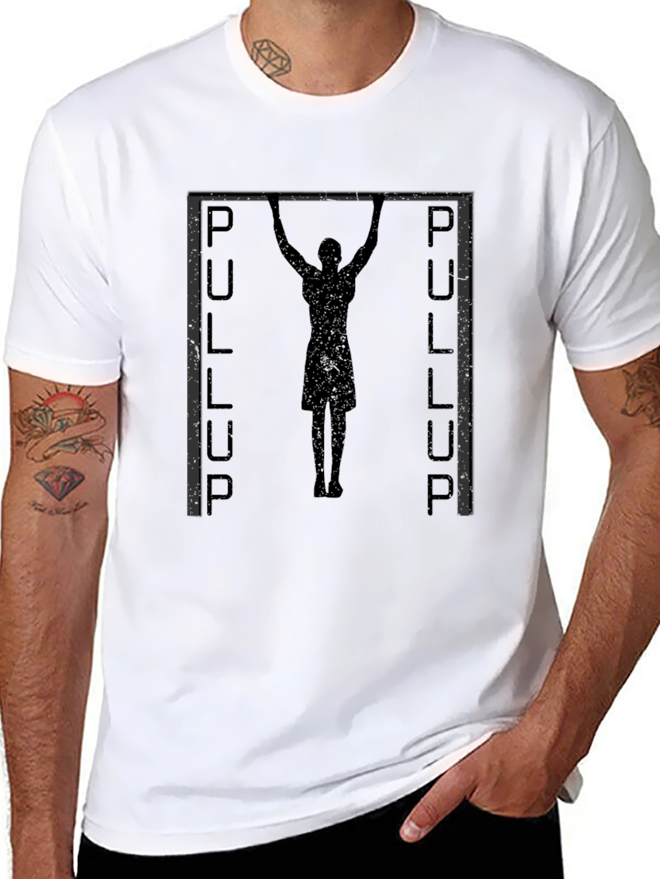 Pull-Up Graphic Black T-Shirt