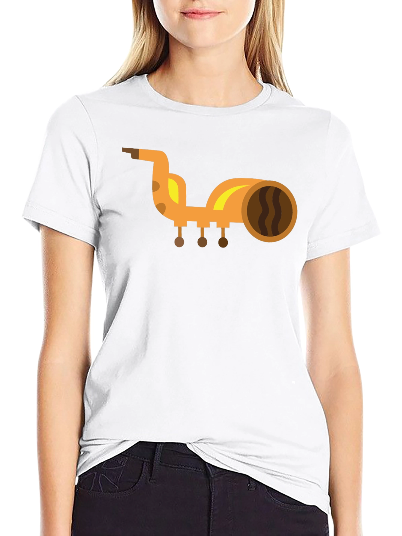 Saxophone Graphic Print Black T-Shirt