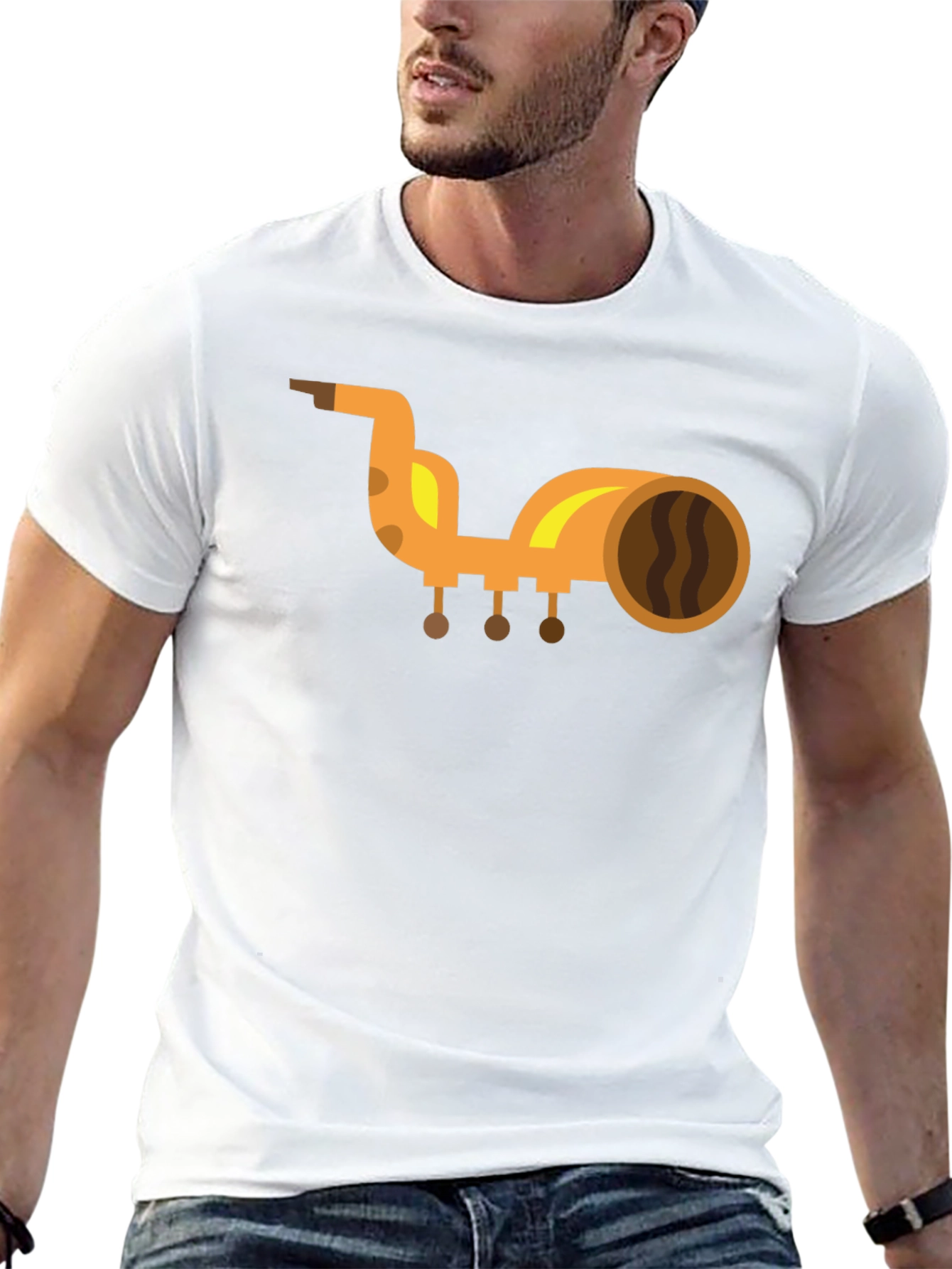 Saxophone Graphic Print Black T-Shirt