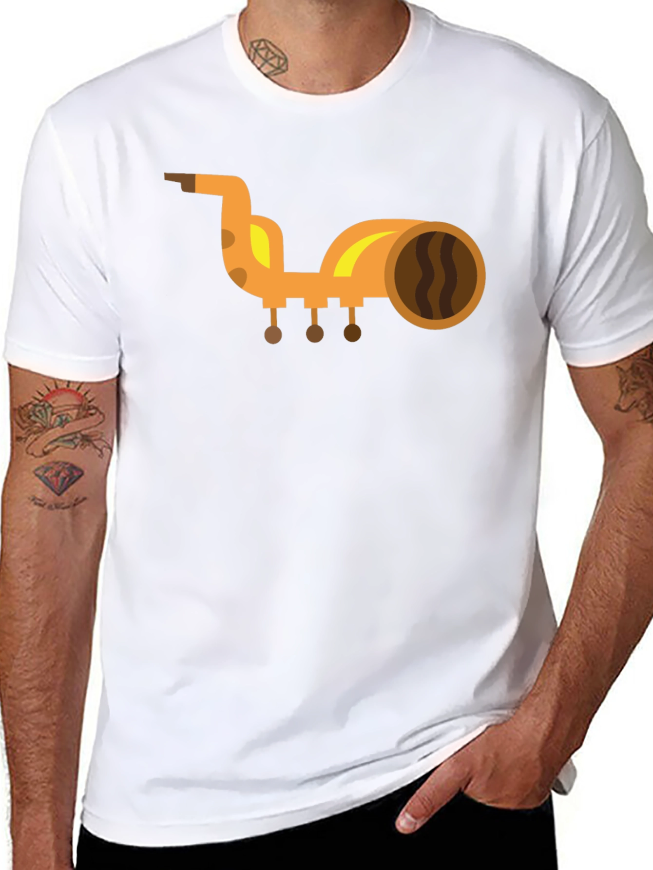 Saxophone Graphic Print Black T-Shirt
