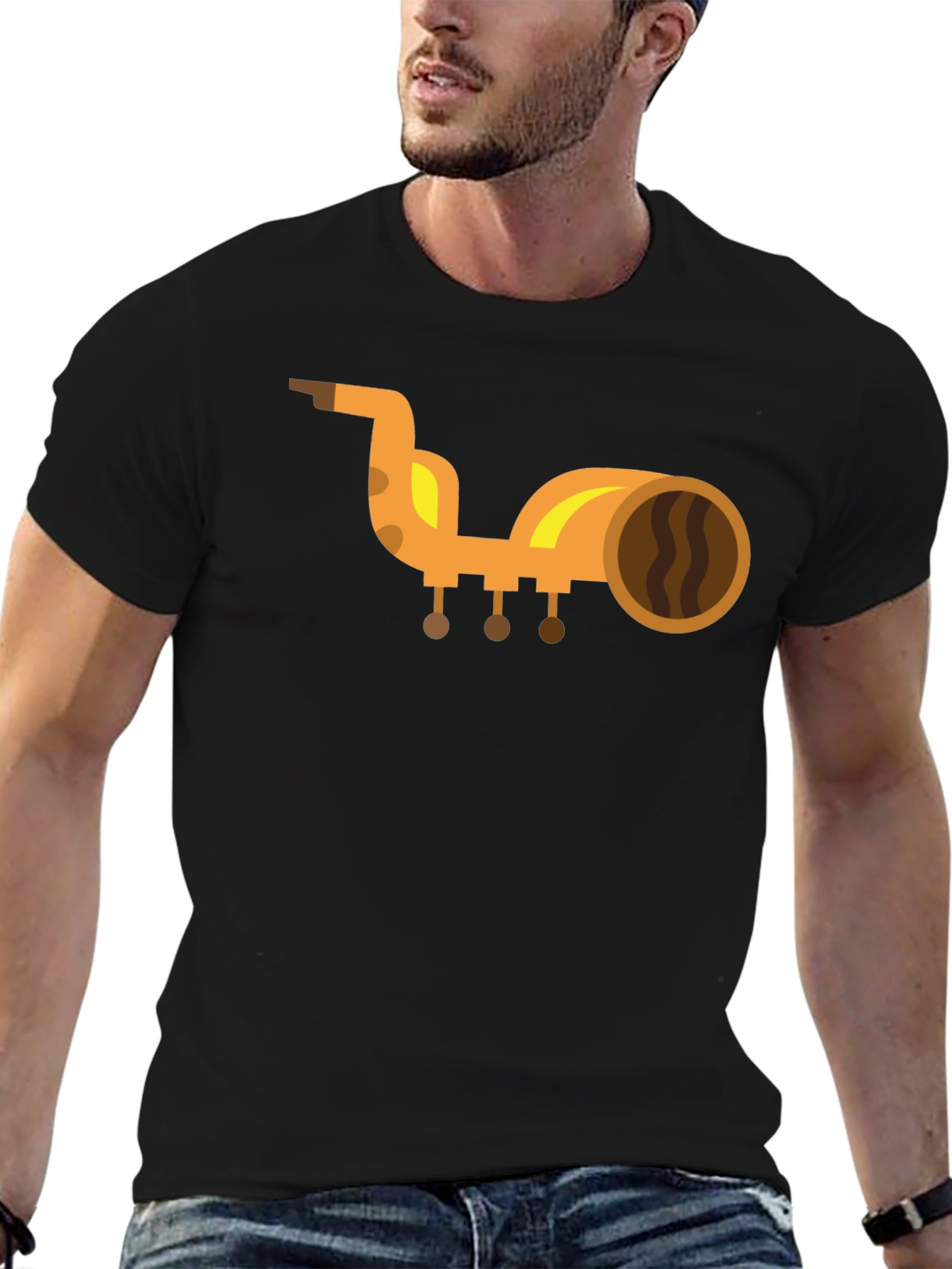 Saxophone Graphic Print Black T-Shirt