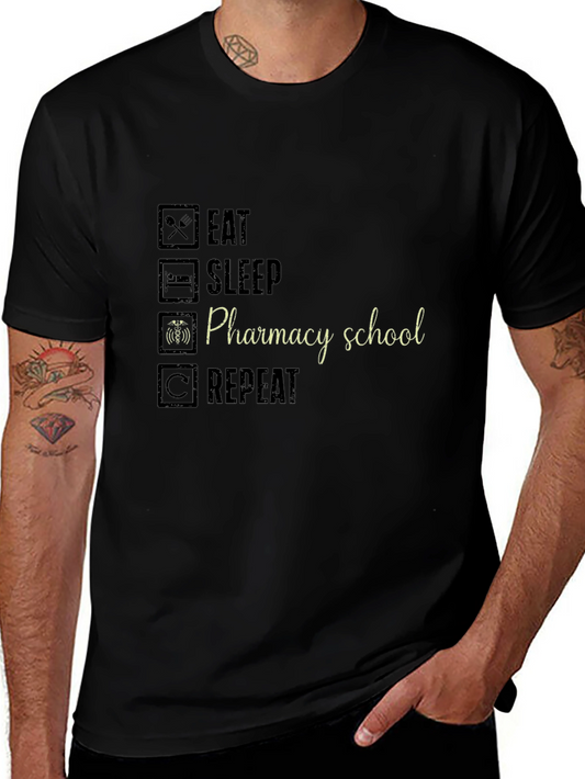 Pharmacy School Eat Sleep Repeat Black T-Shirt