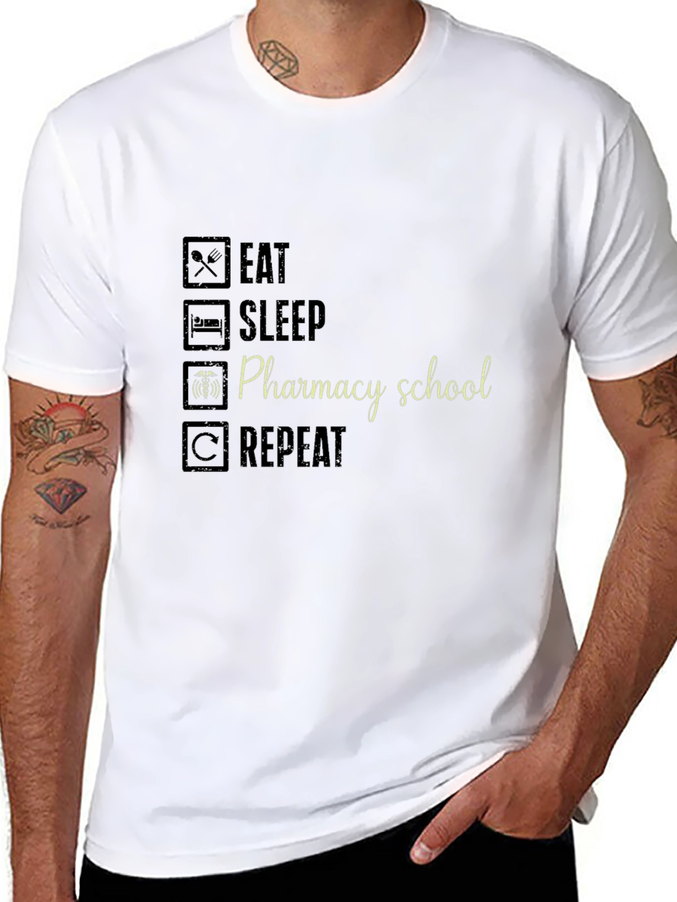 Pharmacy School Eat Sleep Repeat Black T-Shirt