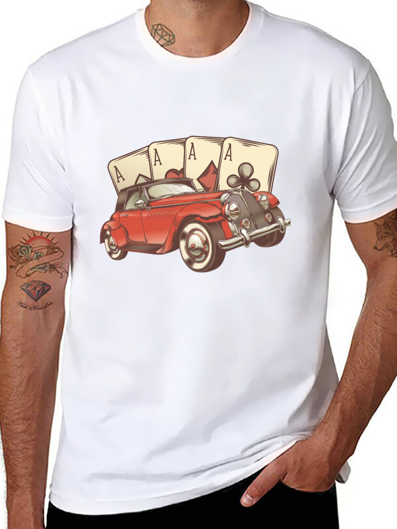 Ace Card Red Car Graphic T-Shirt