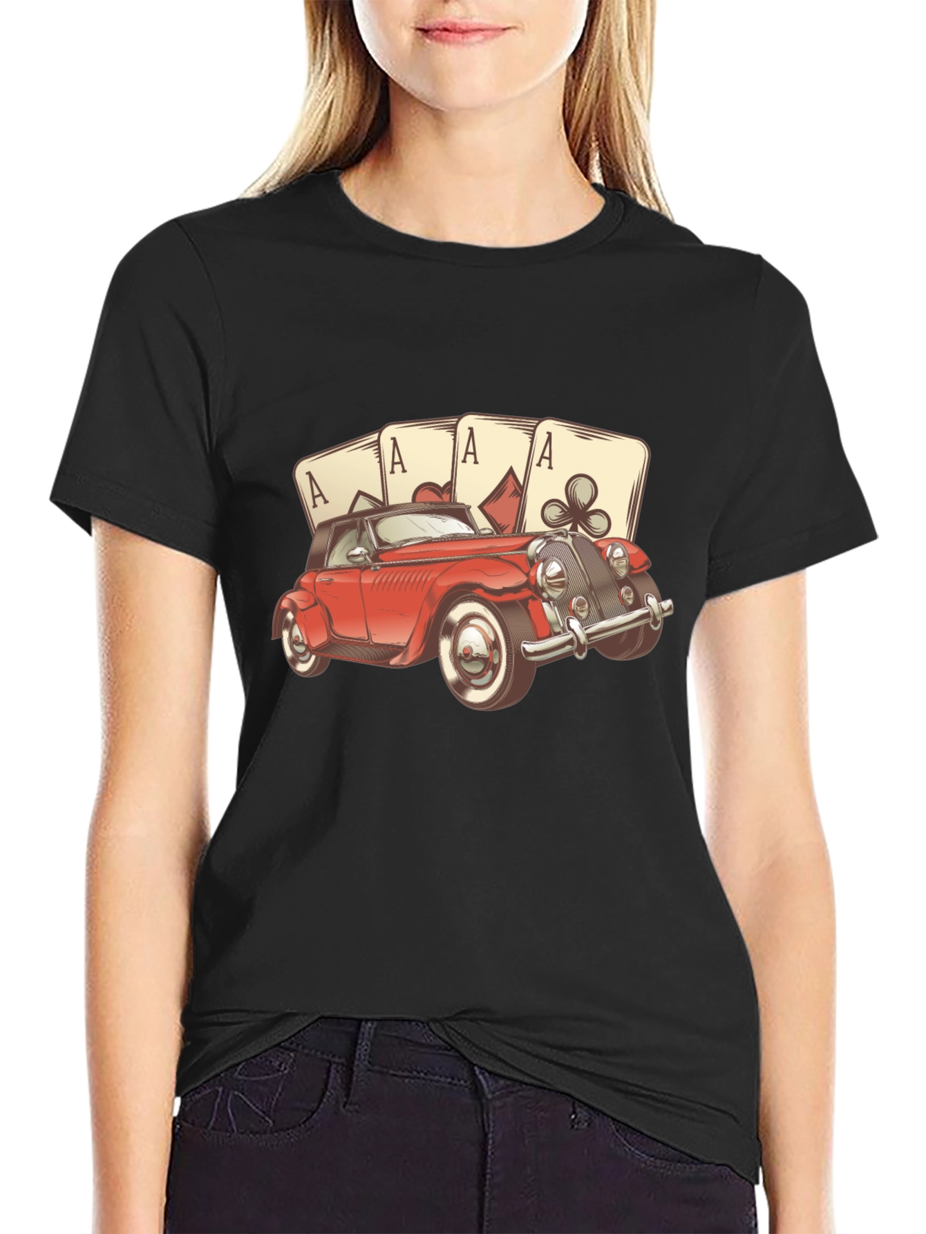 Ace Card Red Car Graphic T-Shirt