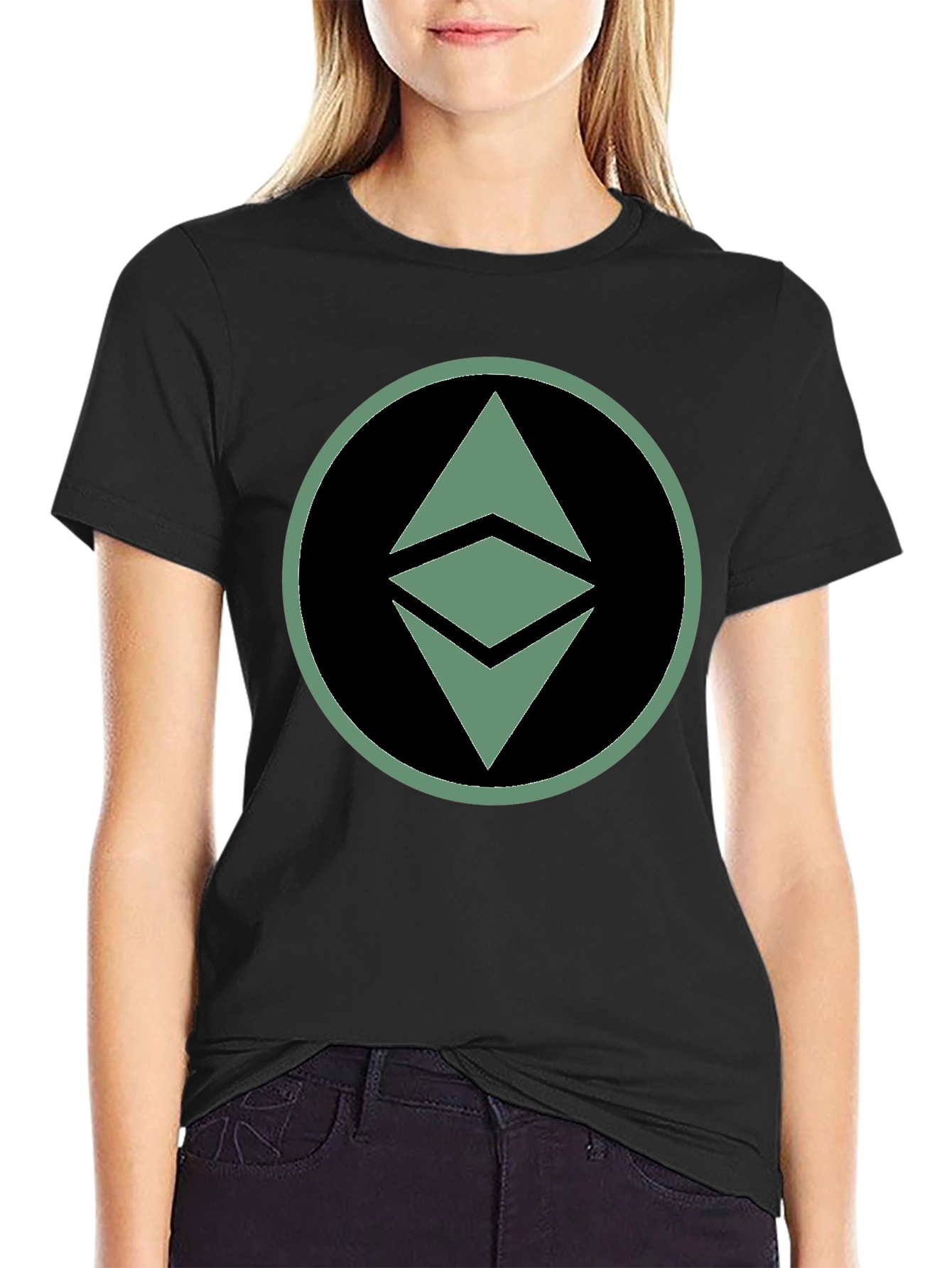Ethereum Crypto Logo Graphic T-Shirt - Black