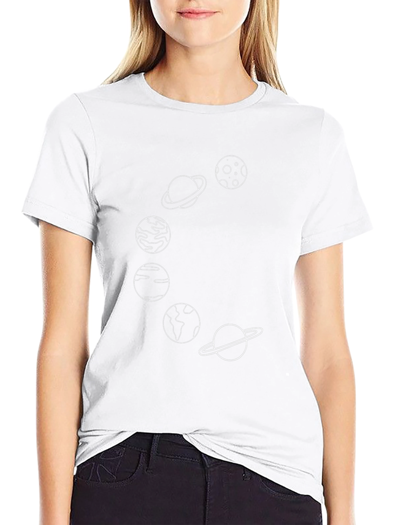 Planetary Line Art Black T-Shirt