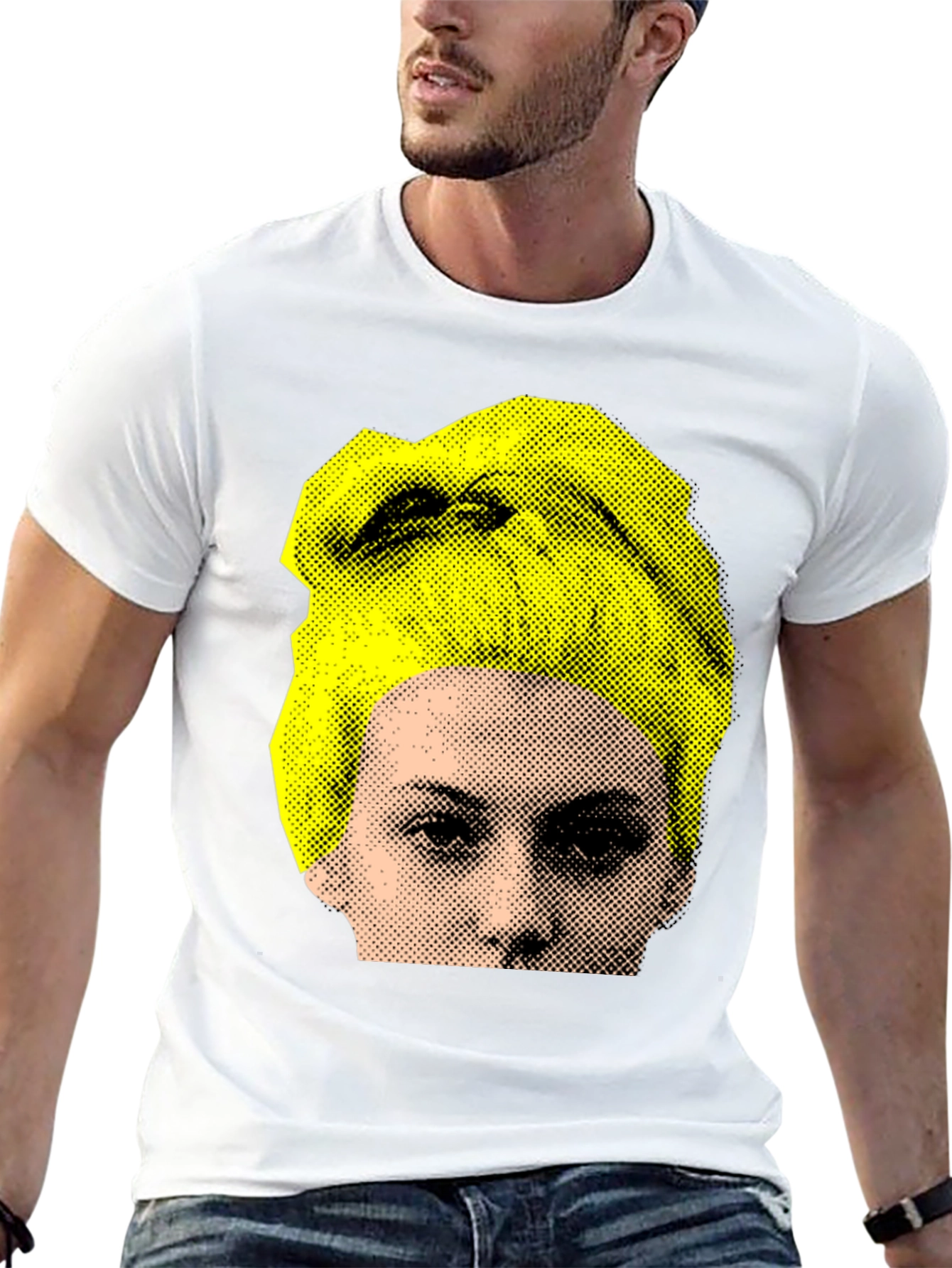 Pop Art Face Graphic Black T-Shirt