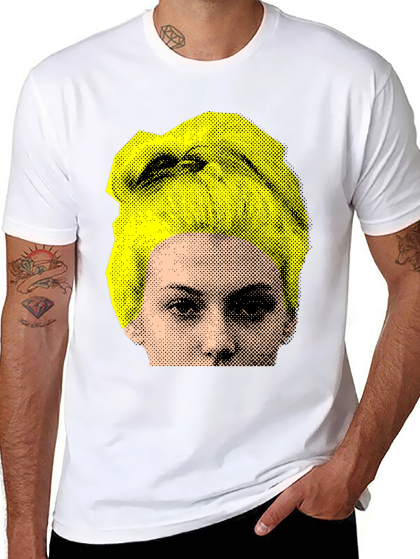 Pop Art Face Graphic Black T-Shirt