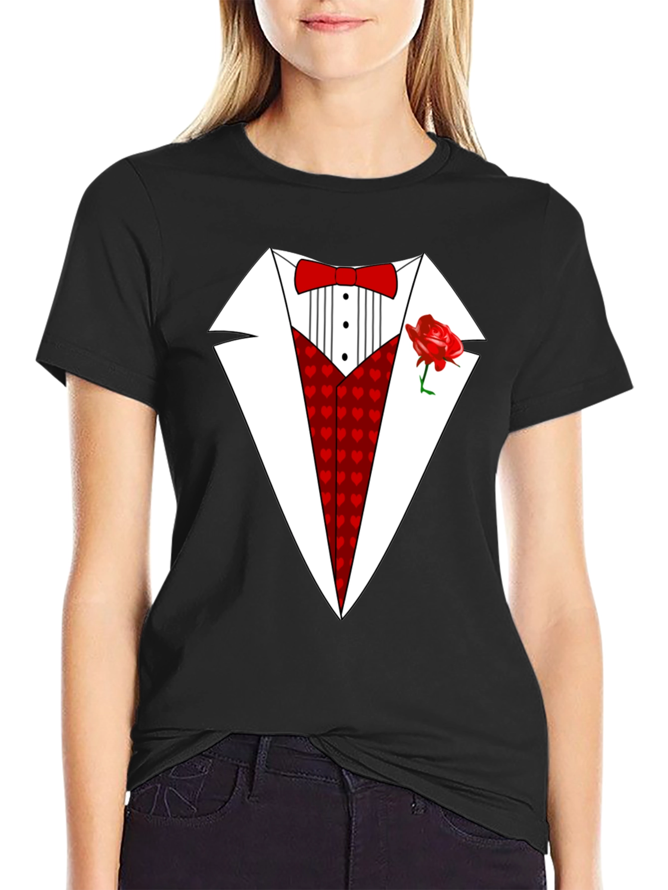 Heart Tuxedo T-Shirt - Valentines Day Ready