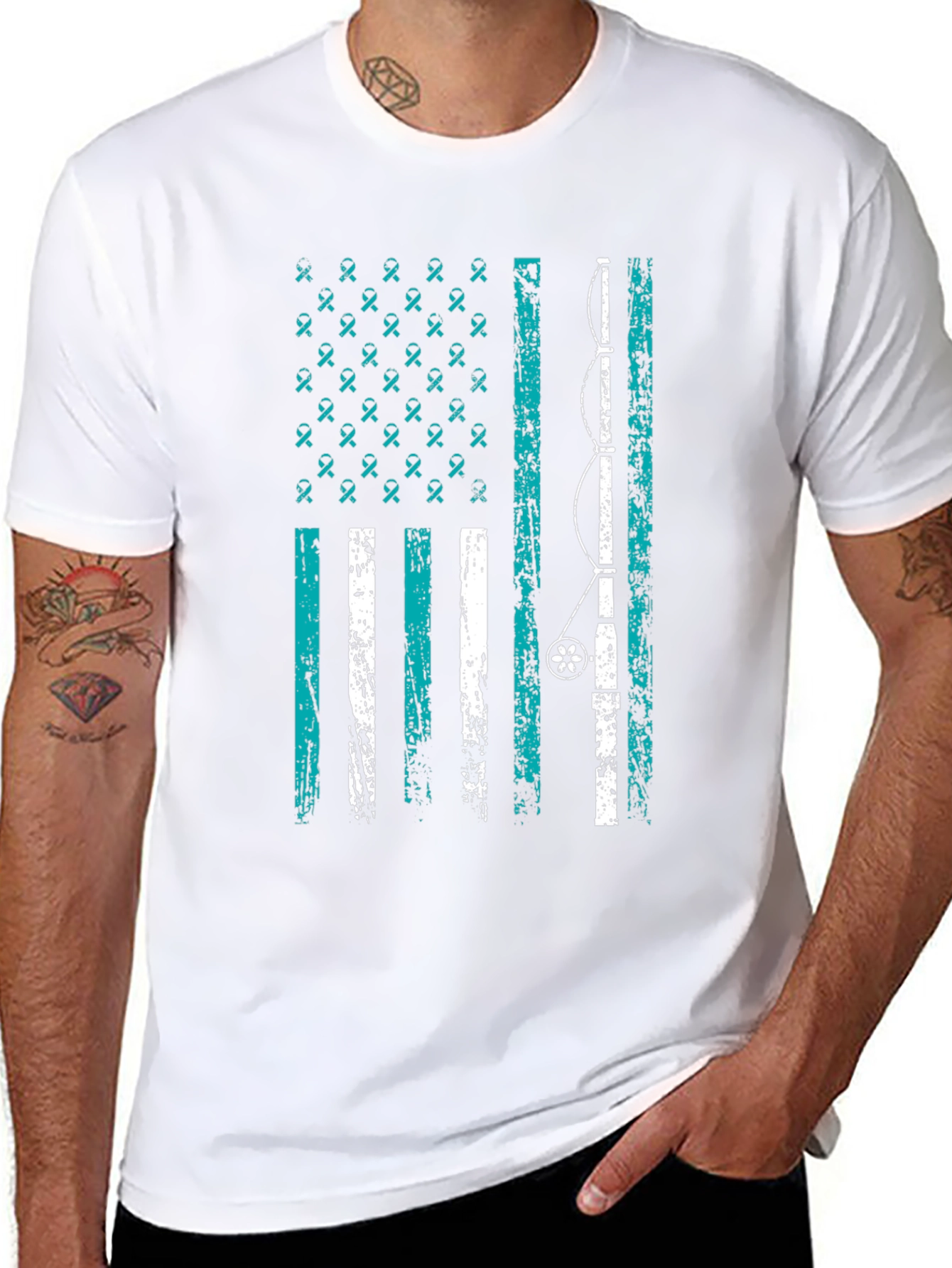 Fishing Rod American Flag Graphic Tee
