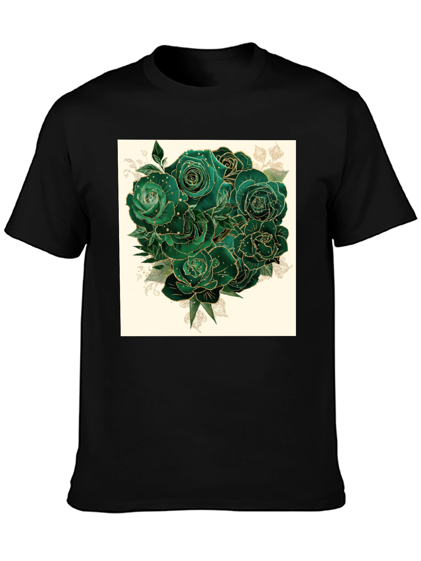 Emerald Roses Graphic Tee - Stylish & Unique