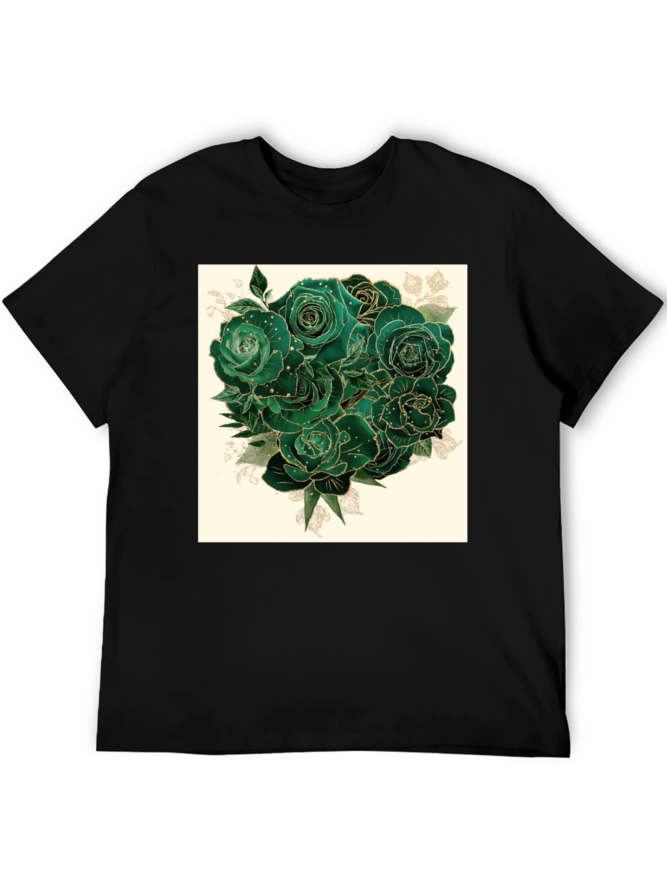 Emerald Roses Graphic Tee - Stylish & Unique