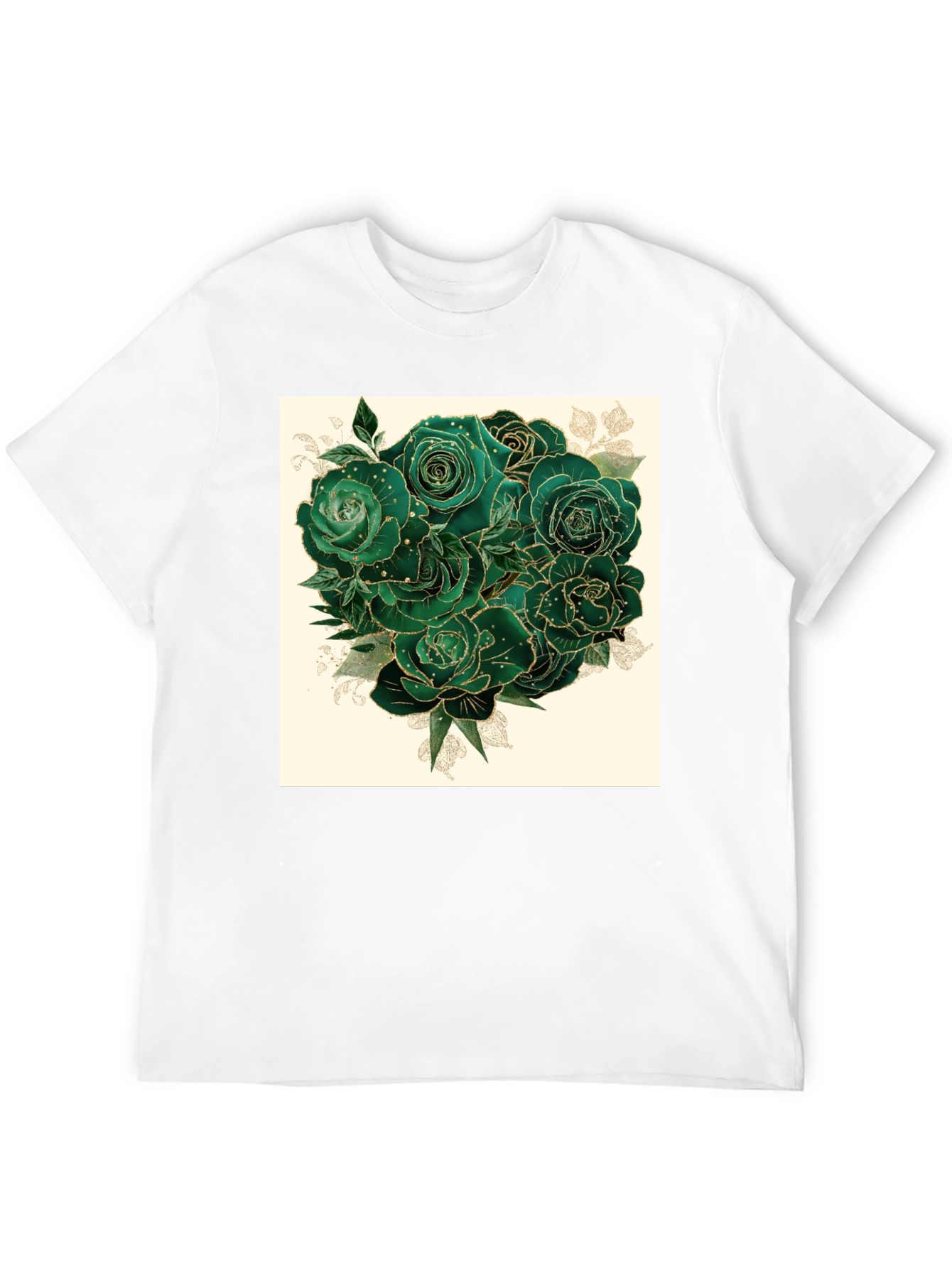 Emerald Roses Graphic Tee - Stylish & Unique